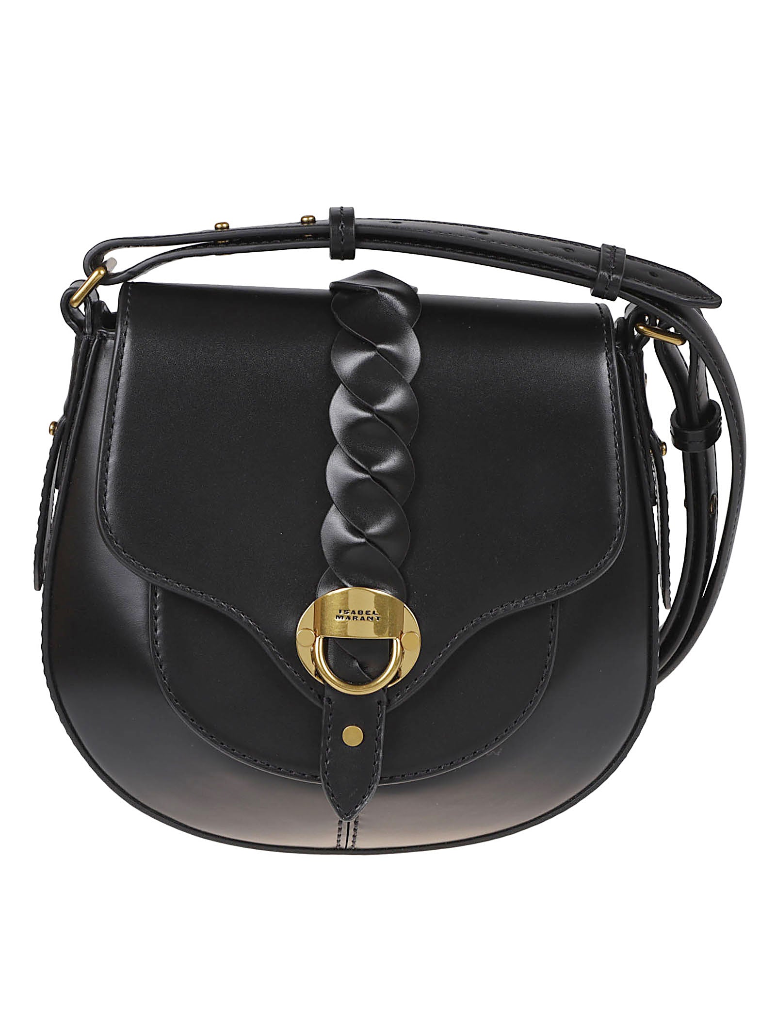 Braided Detail Smooth Leather Shoulder Bag