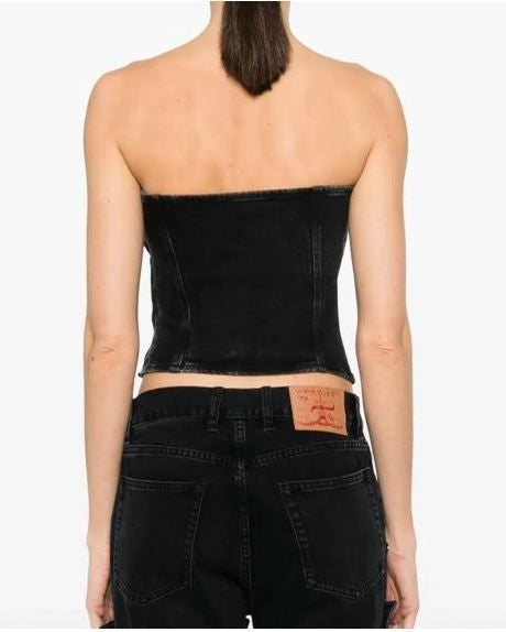Strapless Denim Top with Structured Fit