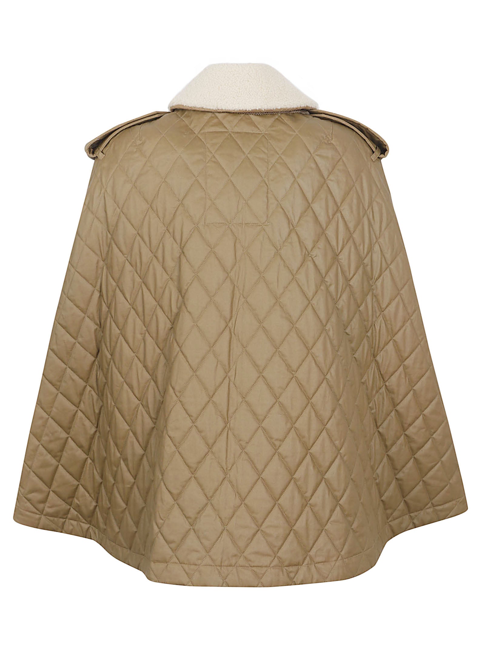 Quilted Cape with Teddy Collar and Contrast Fastening