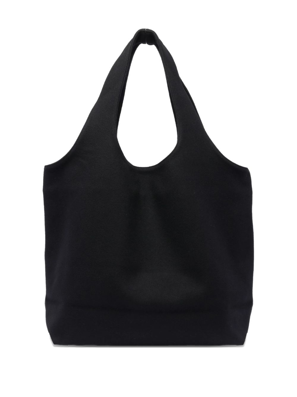 Structured Black Wool Blend Tote Bag
