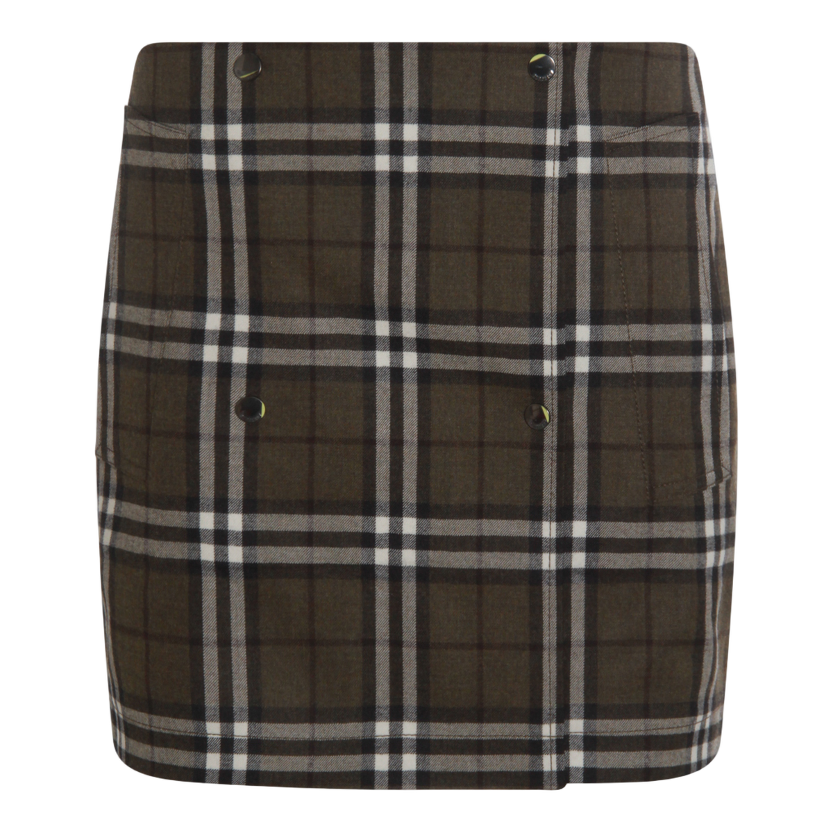 Classic Plaid Mini Skirt with Decorative Buttons