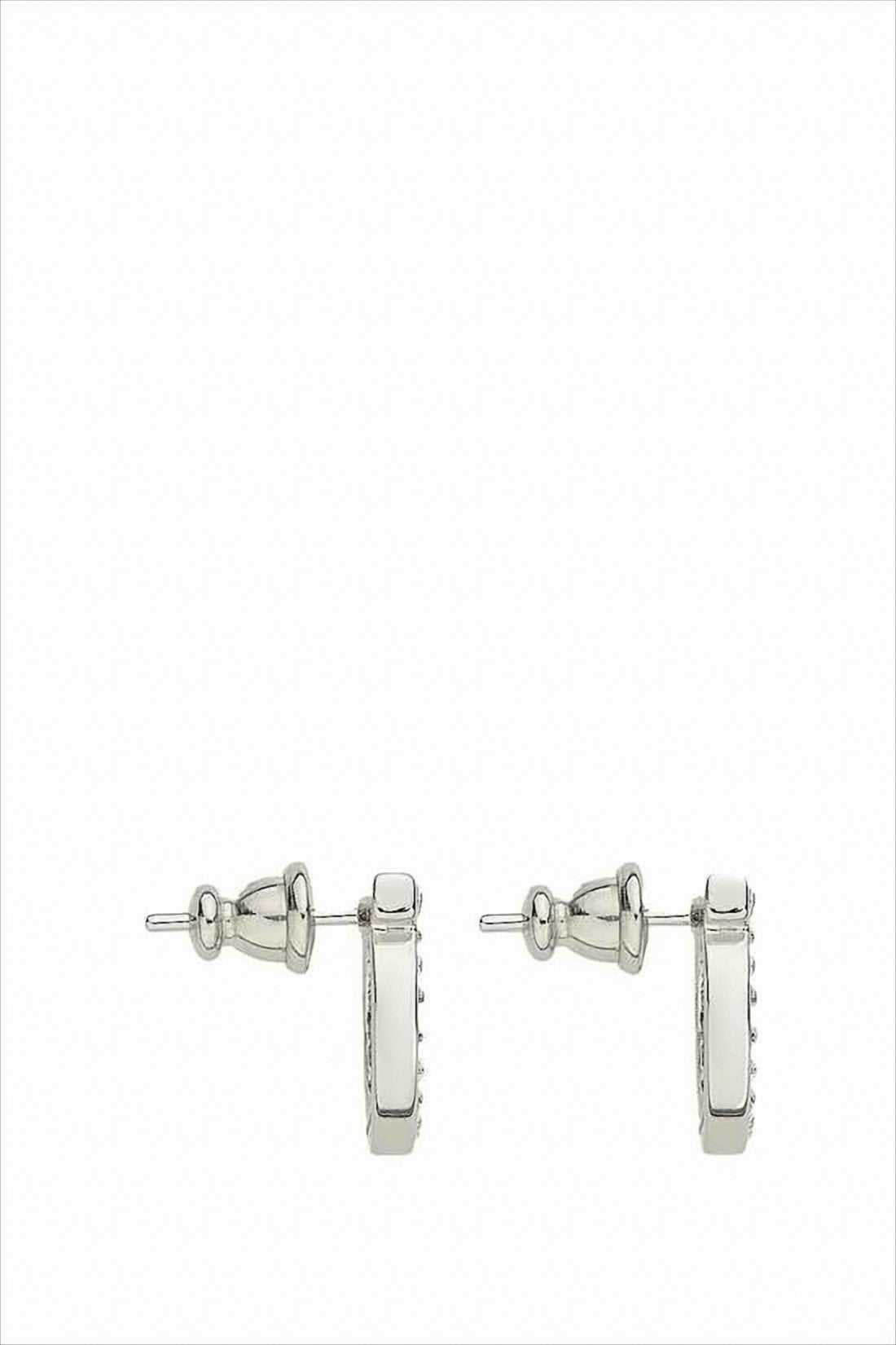Circular Silver Earrings with Sparkling Crystals