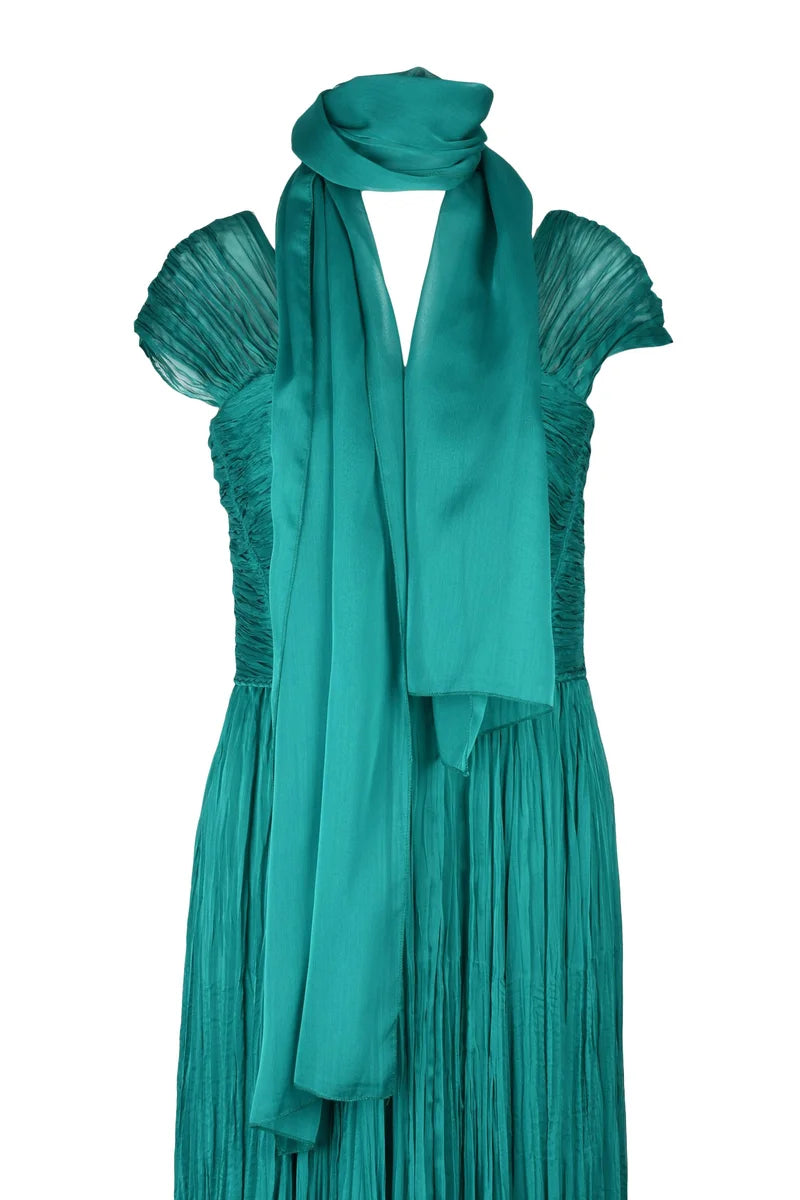 Pleated Maxi Dress - Green
