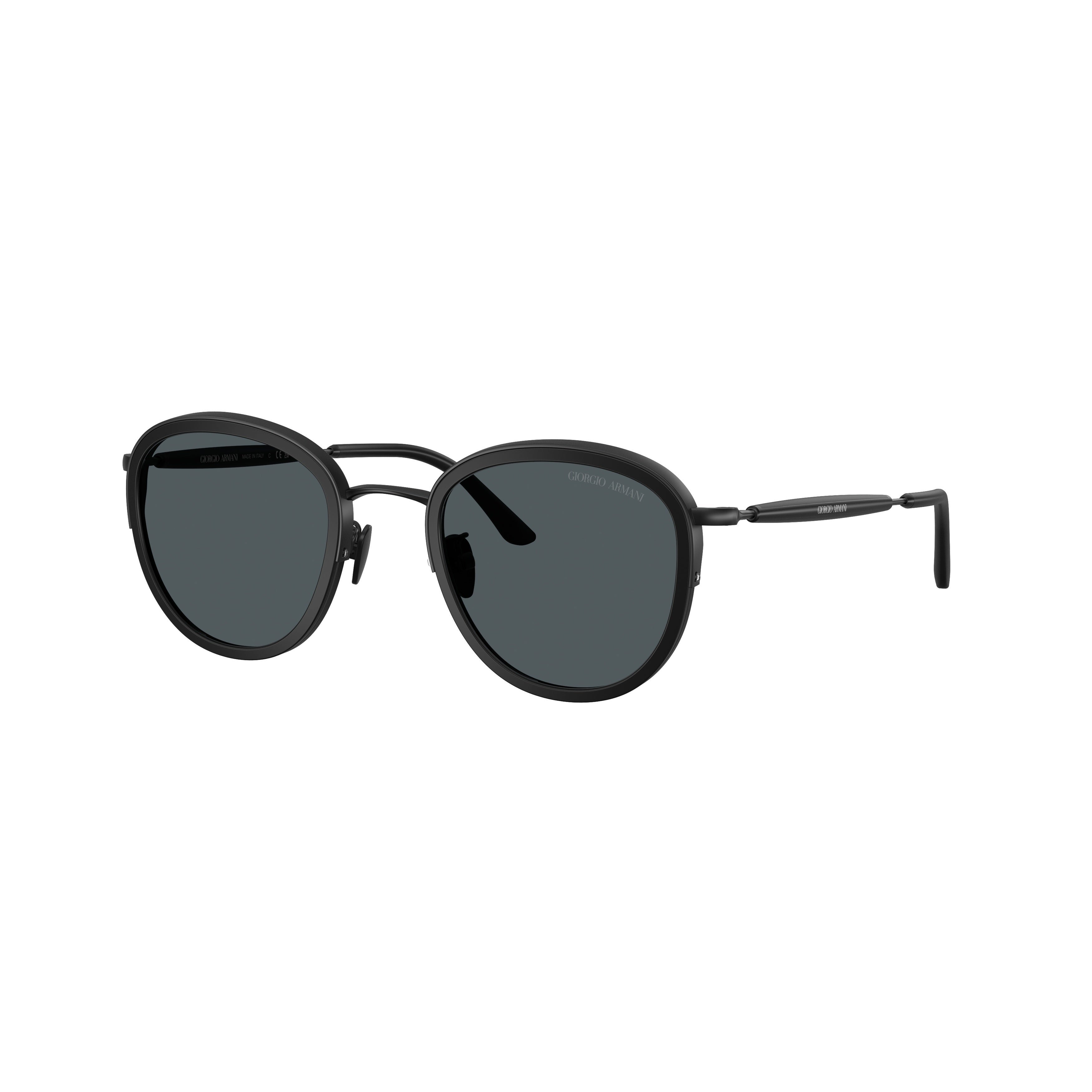 0ar6176 Matte Black Metal Frame Sunglasses with Rounded Lenses