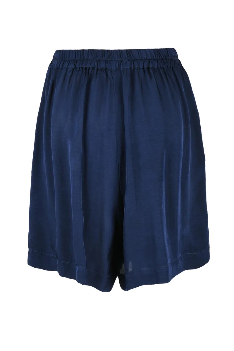 Blue Satin Bermuda Shorts
