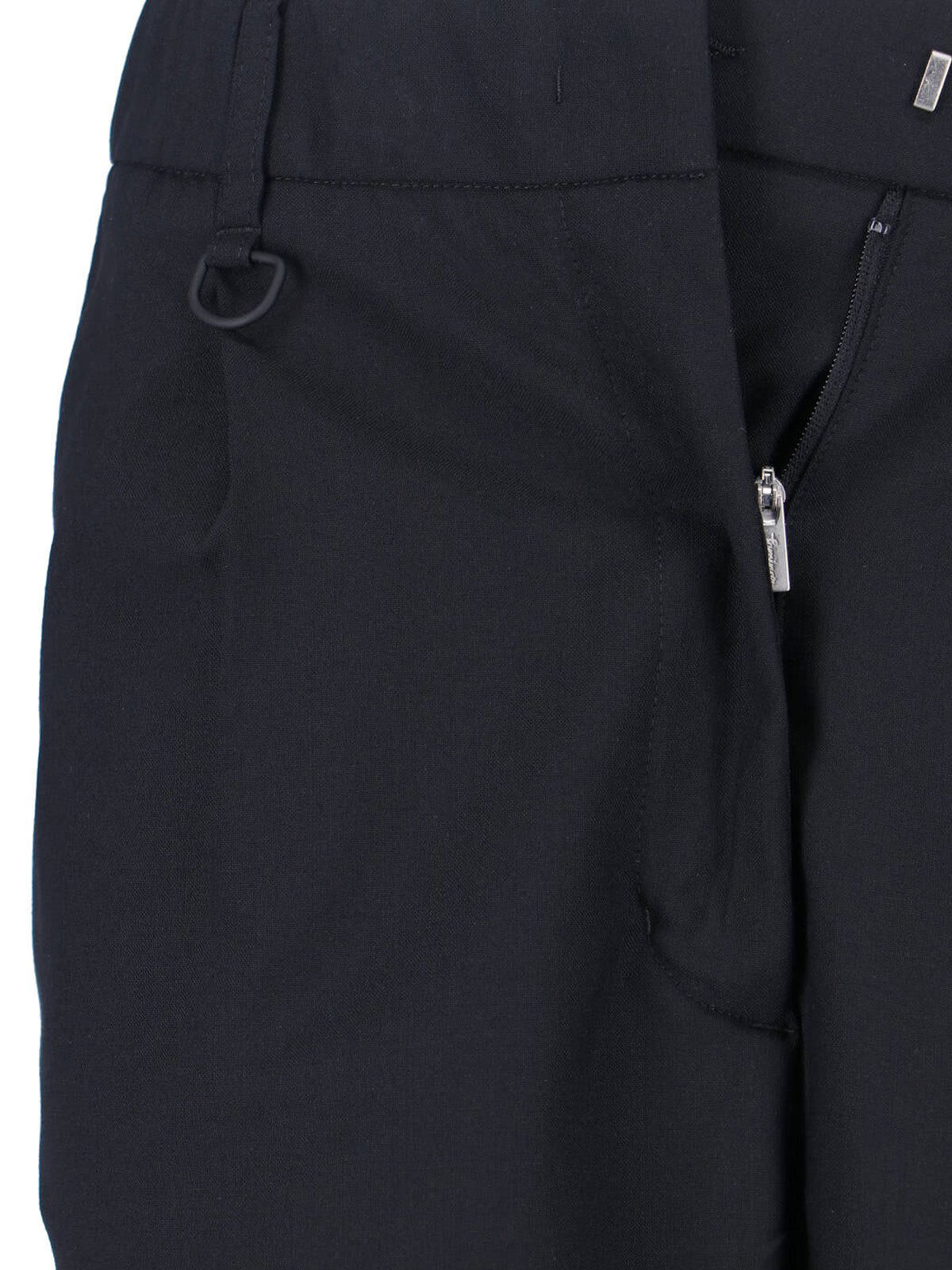 Black Wool-Blend Elastic Waistband Shorts