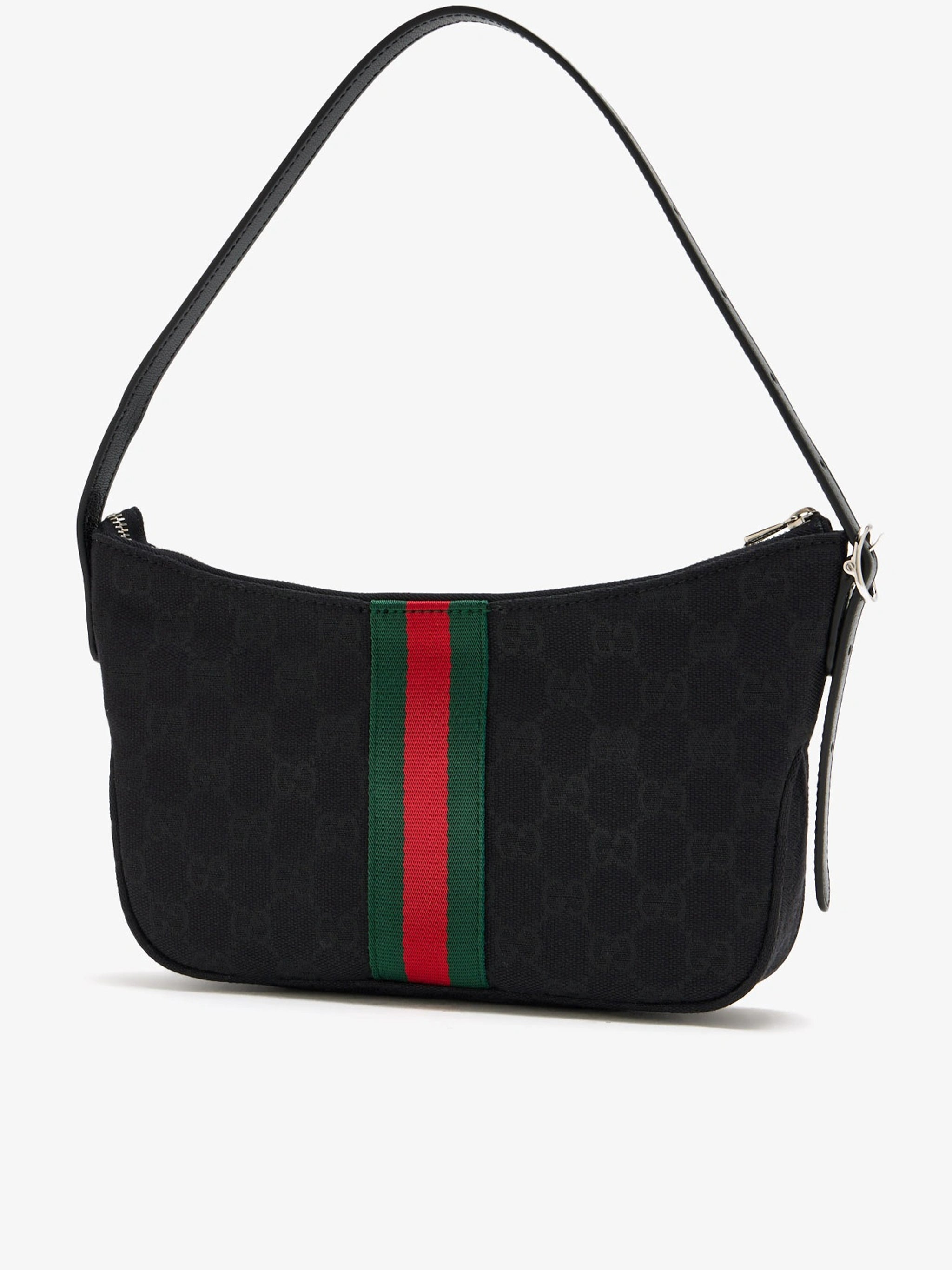 Black Textured Monogram Striped Crossbody Bag