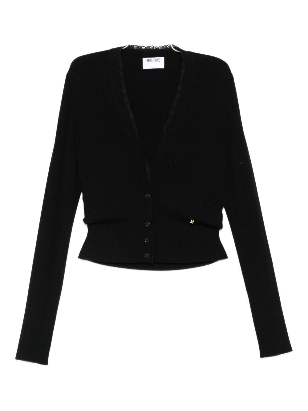 Cropped Black Wool Cardigan