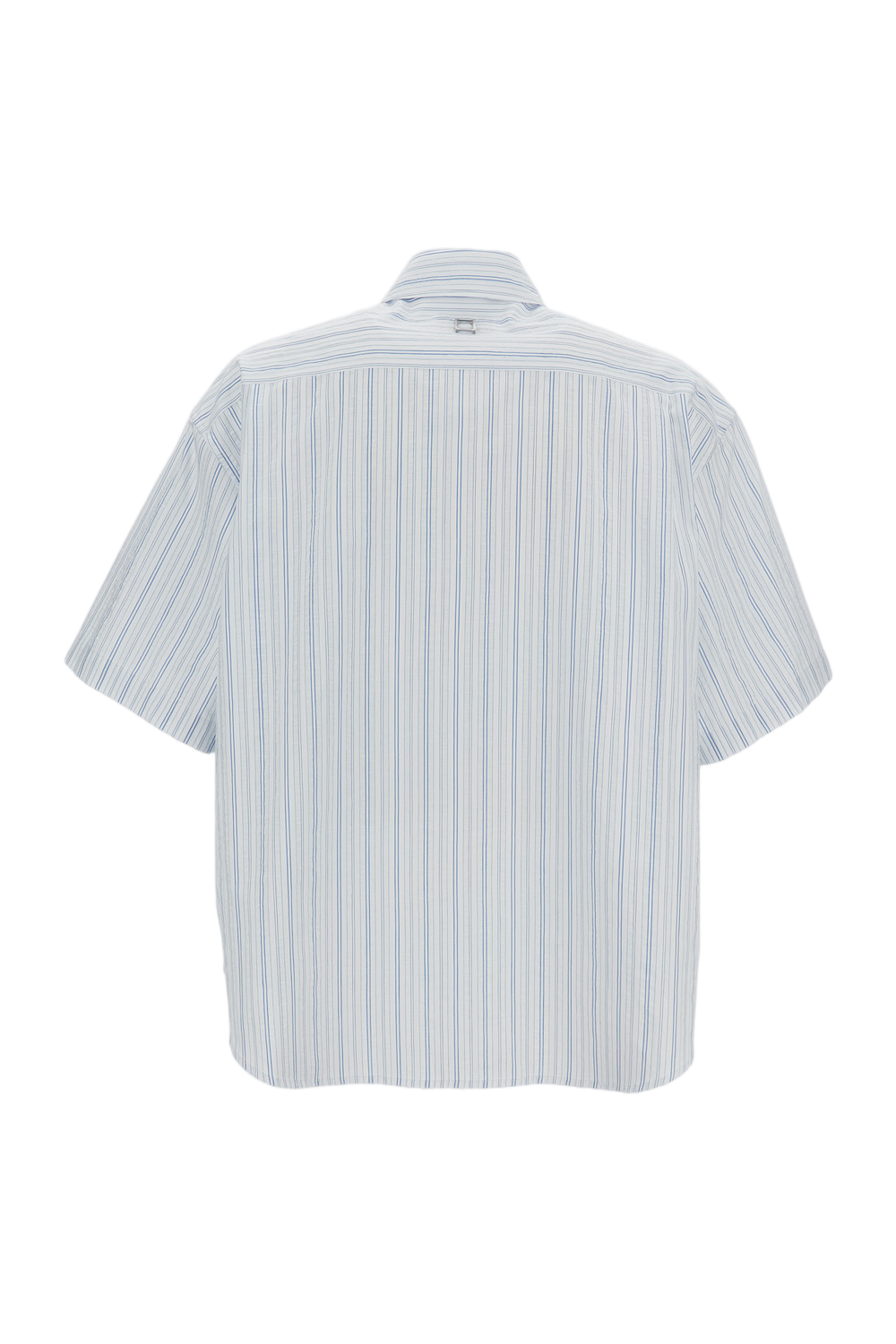 Light Blue Striped Cotton Short-Sleeve Shirt
