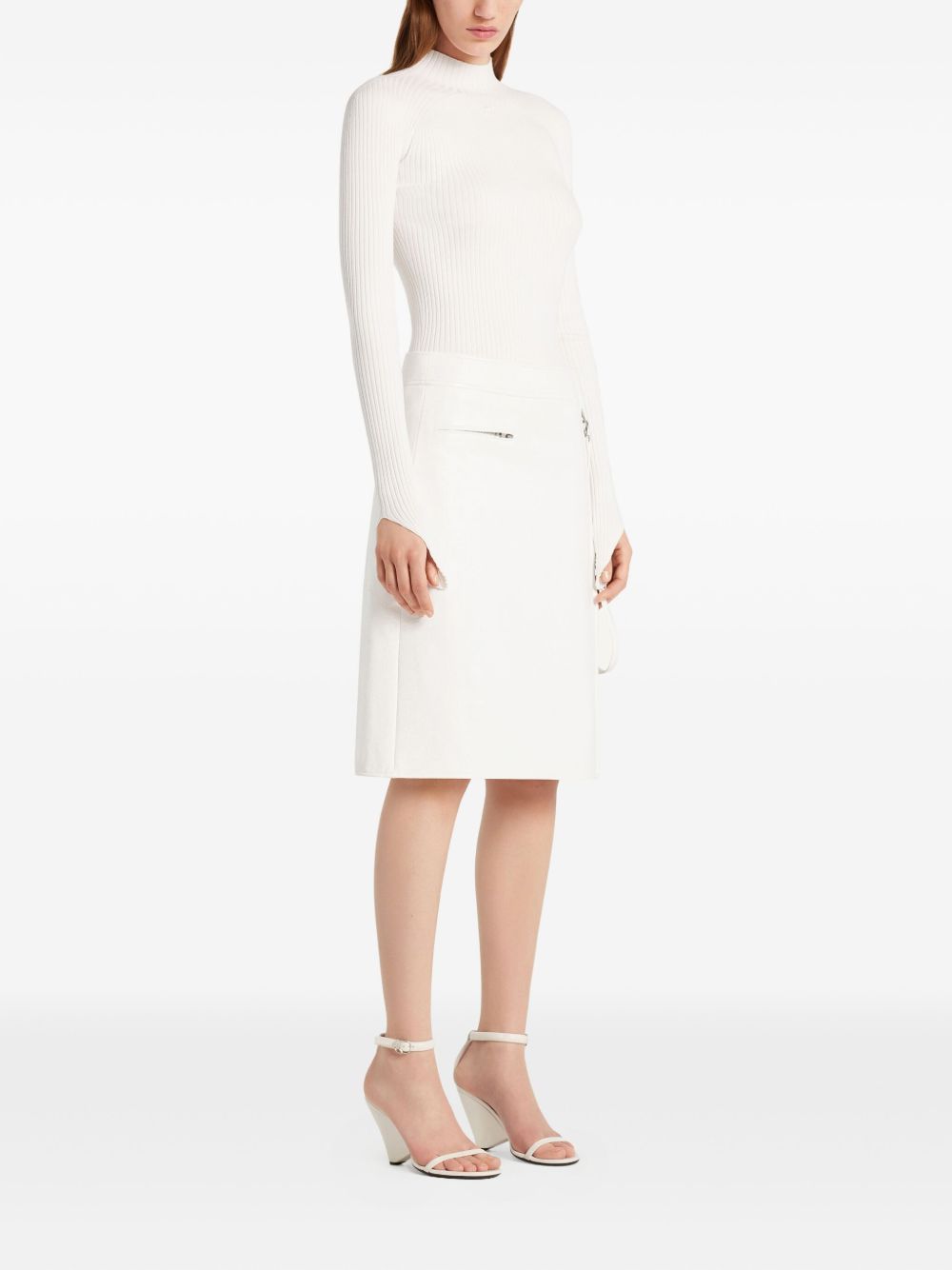 Ribbed White Long-Sleeved Top