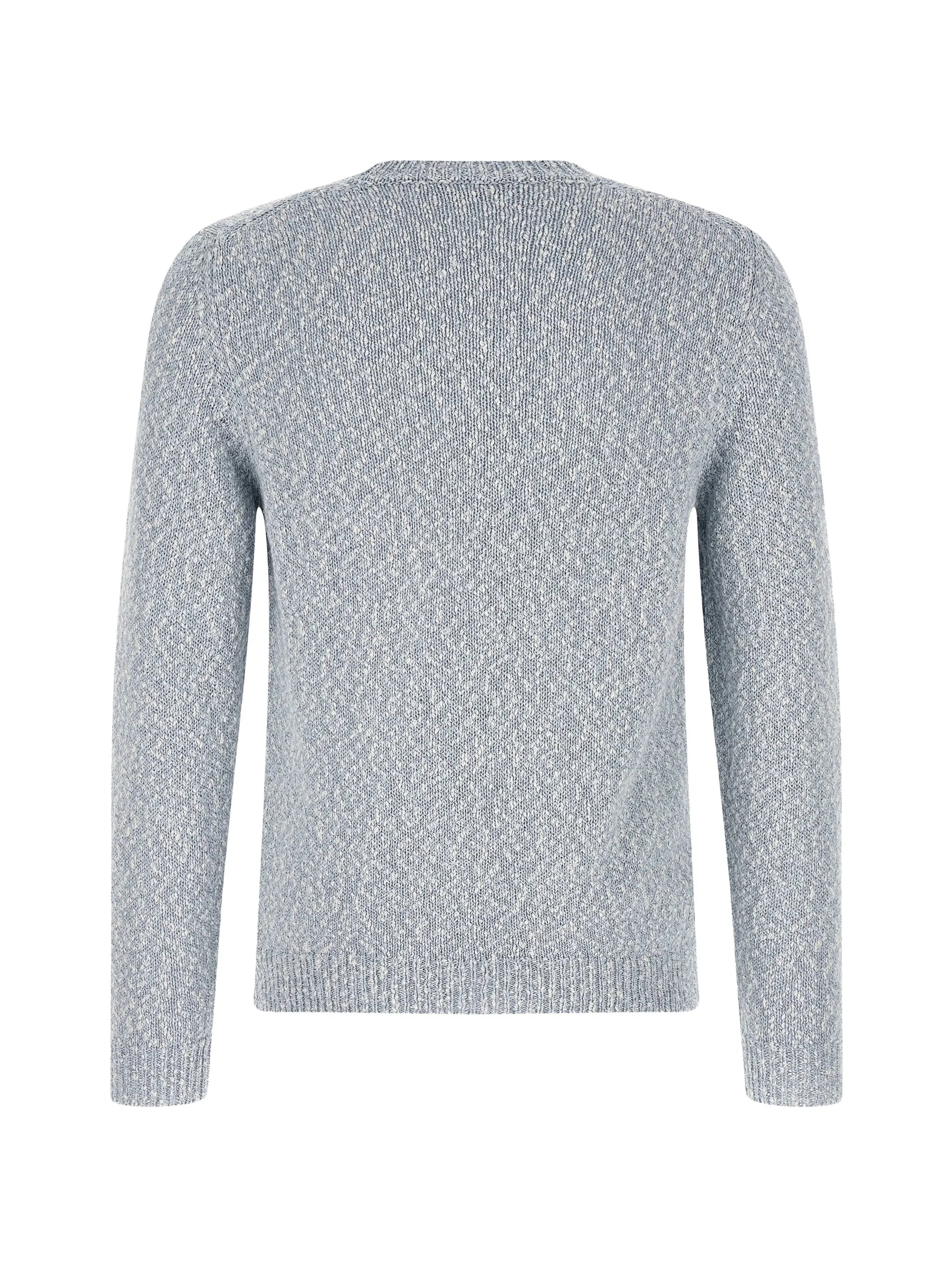 Two-Tone Textured Fabric Crew Neck Sweater