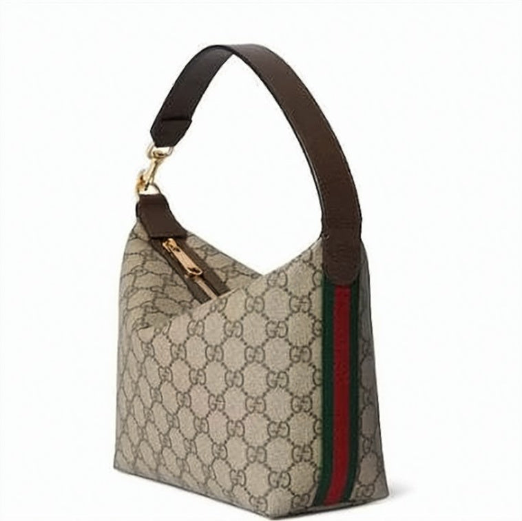 Canvas Shoulder Bag with Monogram Pattern
