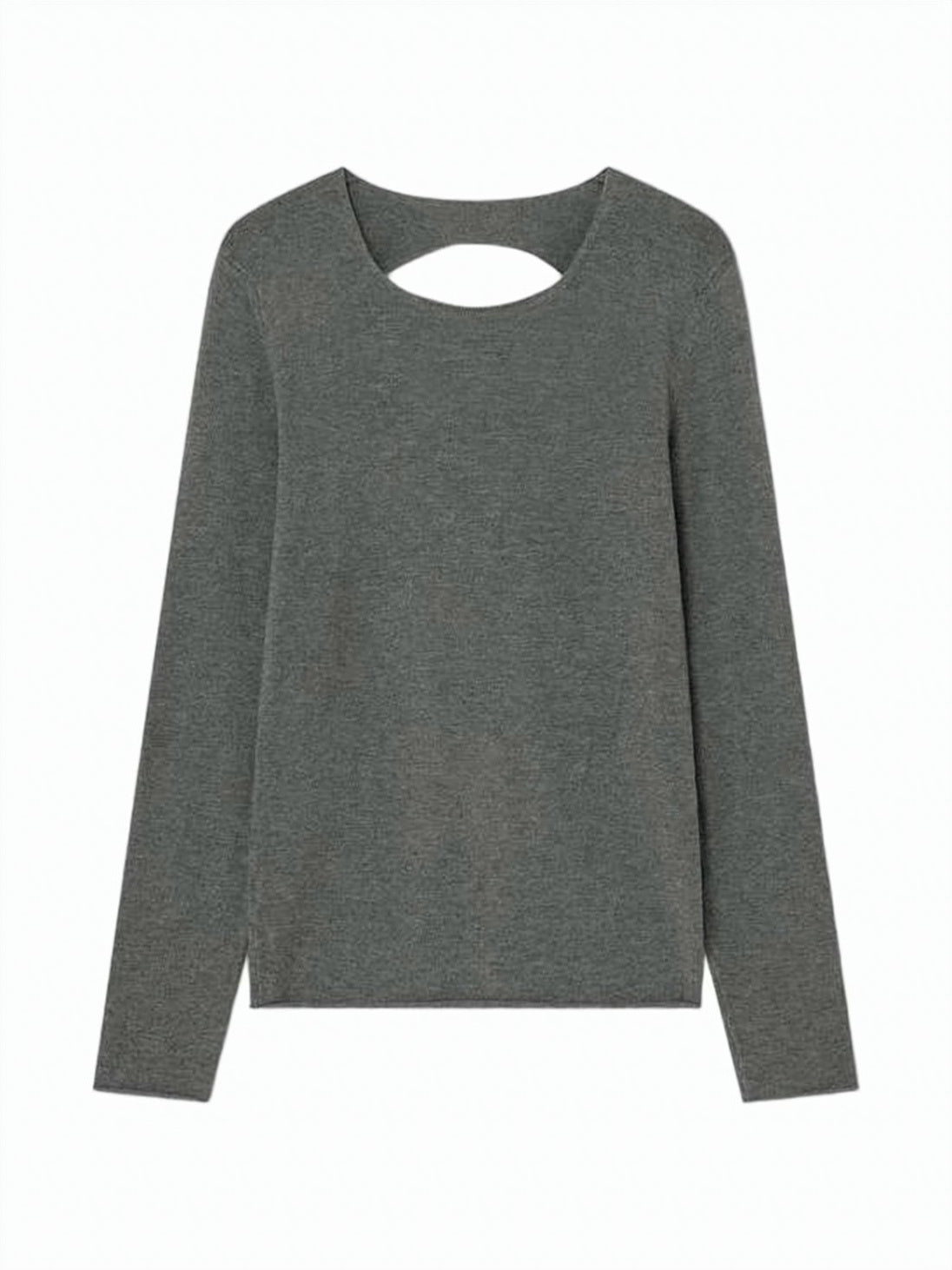 Grey Long-Sleeved Cut-out Minimalist Sweater