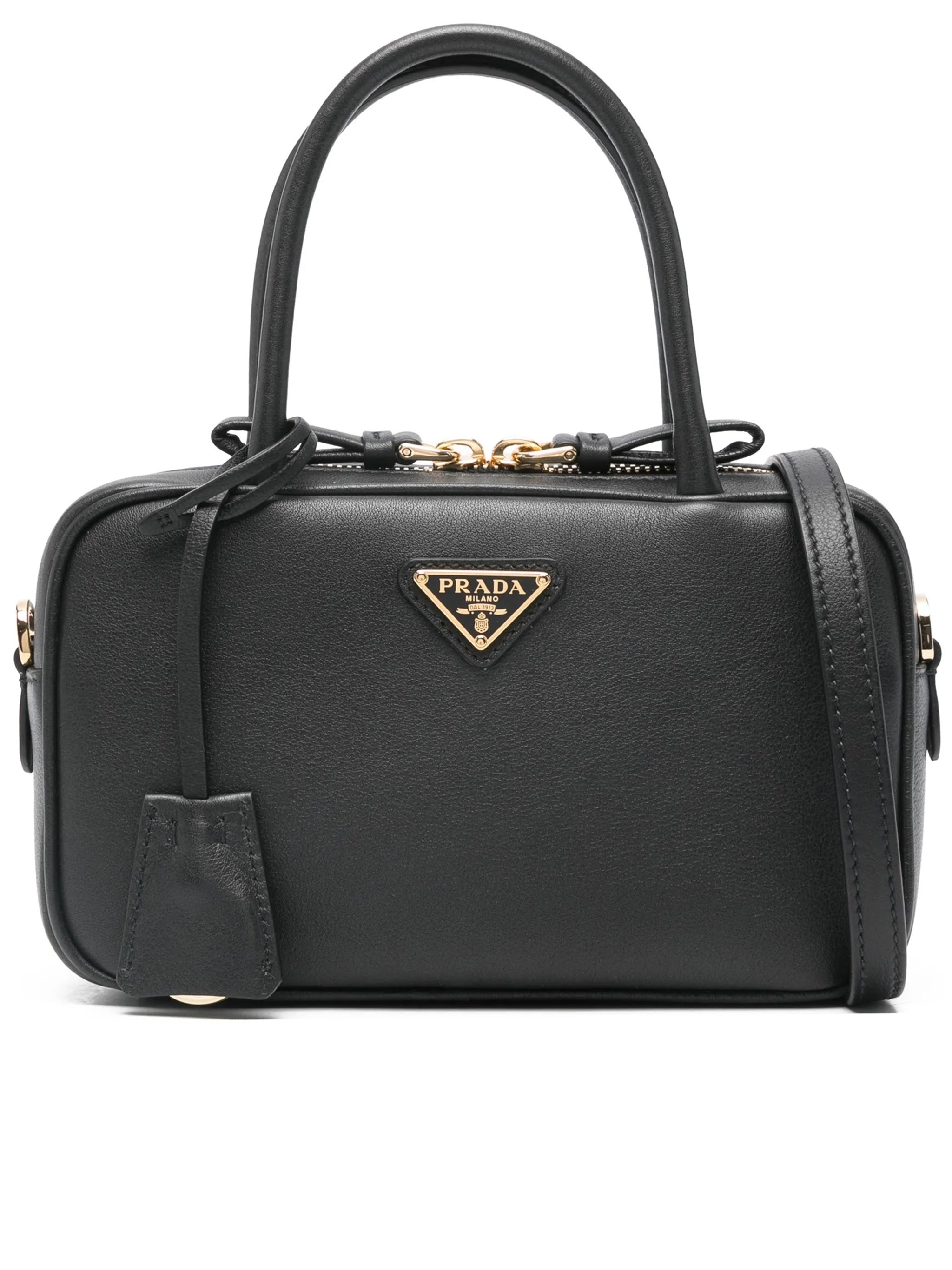 Black Bauletto Smooth Leather Handbag