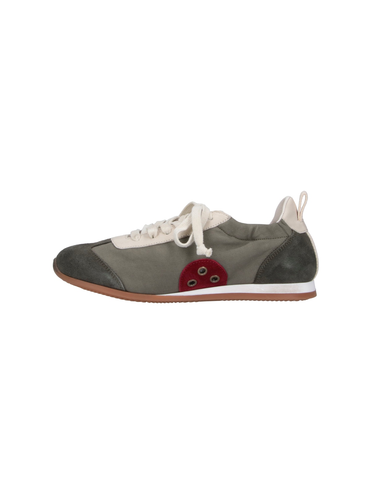 Brown Rounded Toe Leather Sneakers