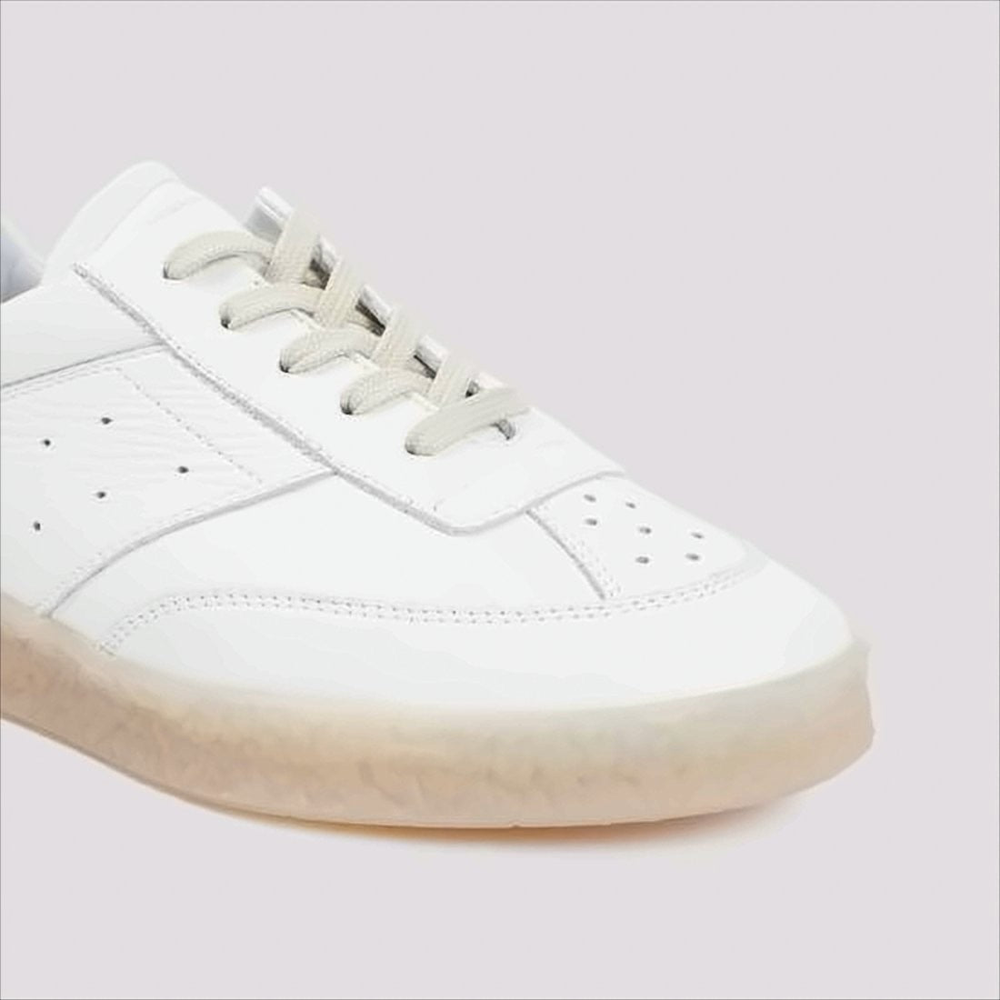 Low-Top Sneakers With Translucent Rubber Sole And Perforated Detailing