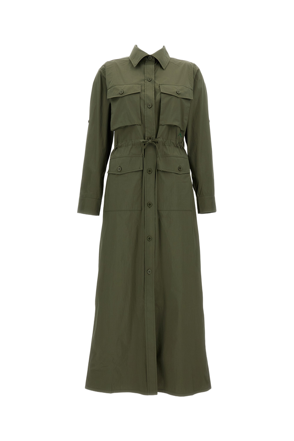 Utility-Inspired Long Shirt Dress with Adjustable Waist