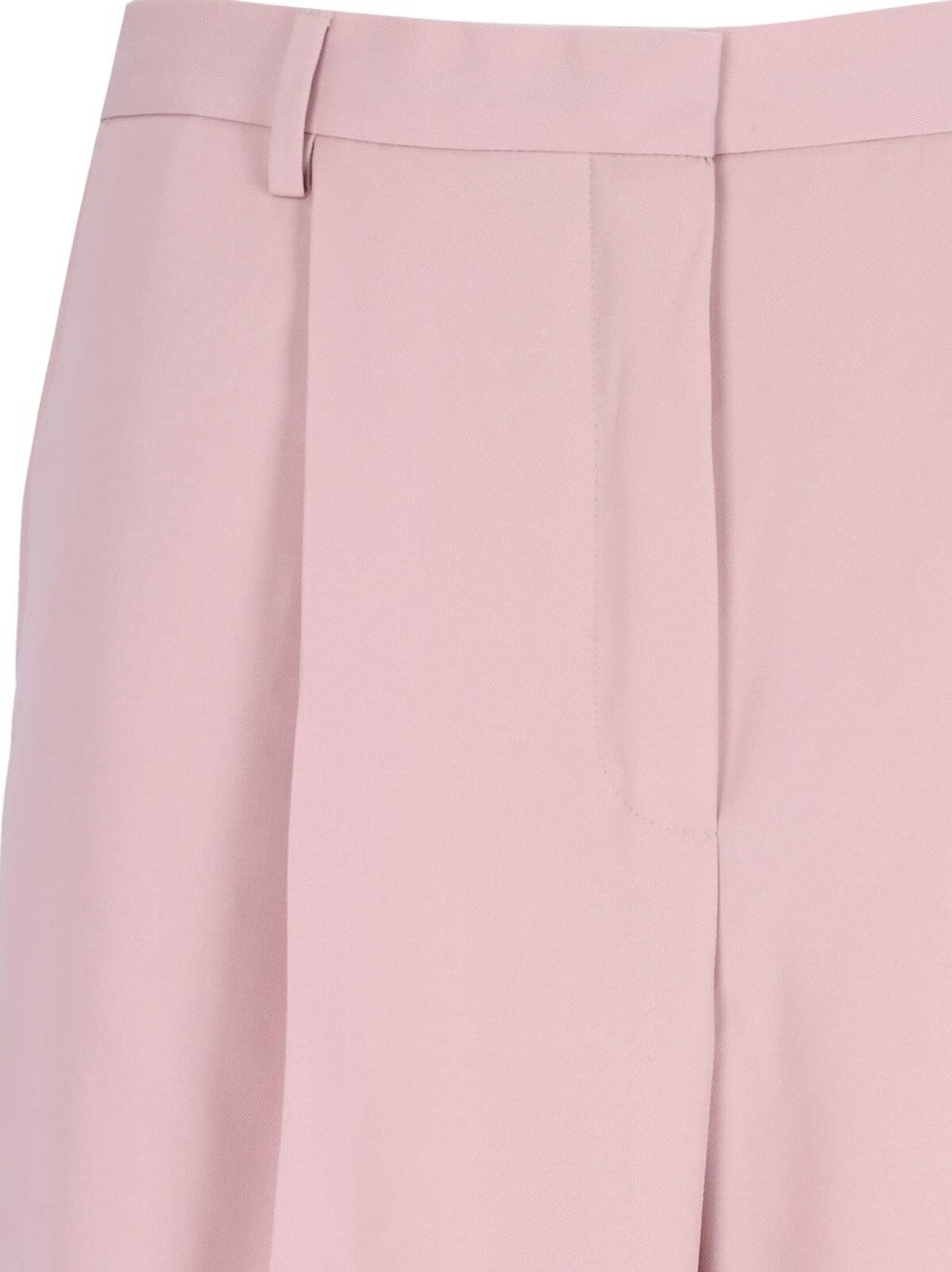 Wide-Leg Trousers In Pink Wool