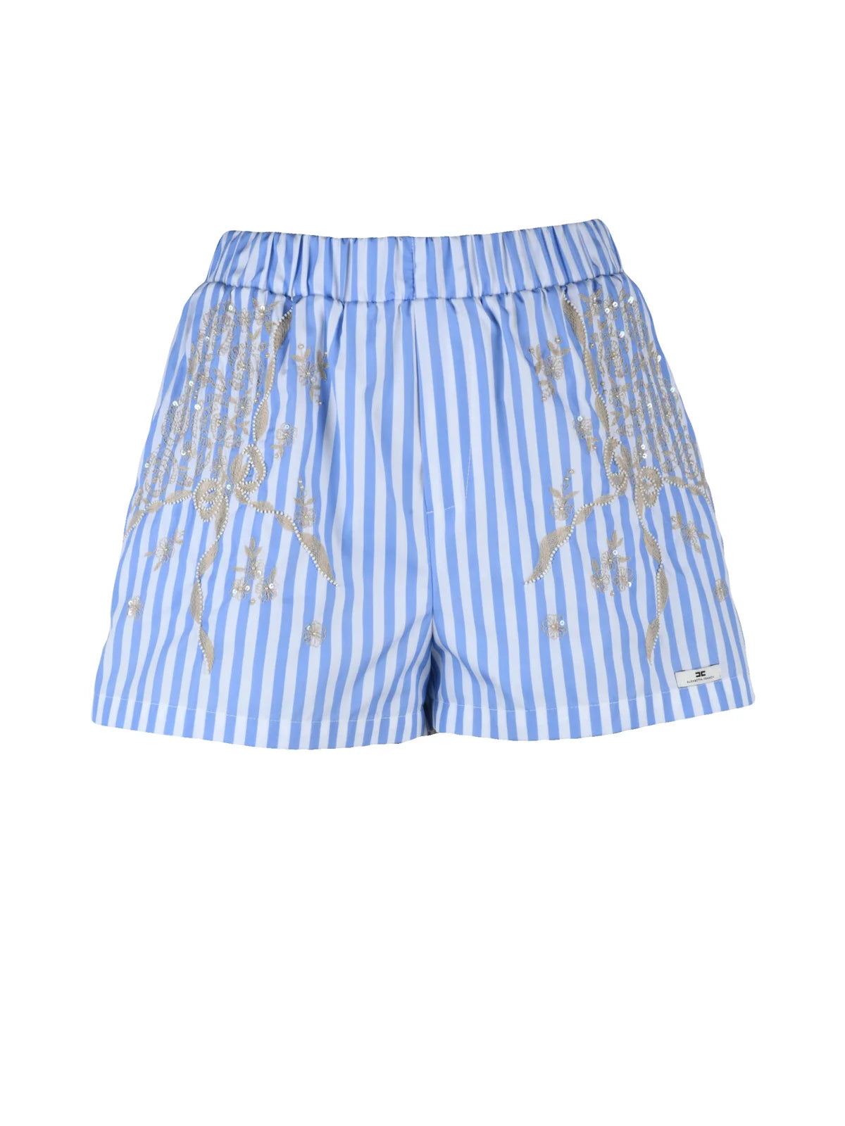 Sky Blue White Cotton Women Shorts