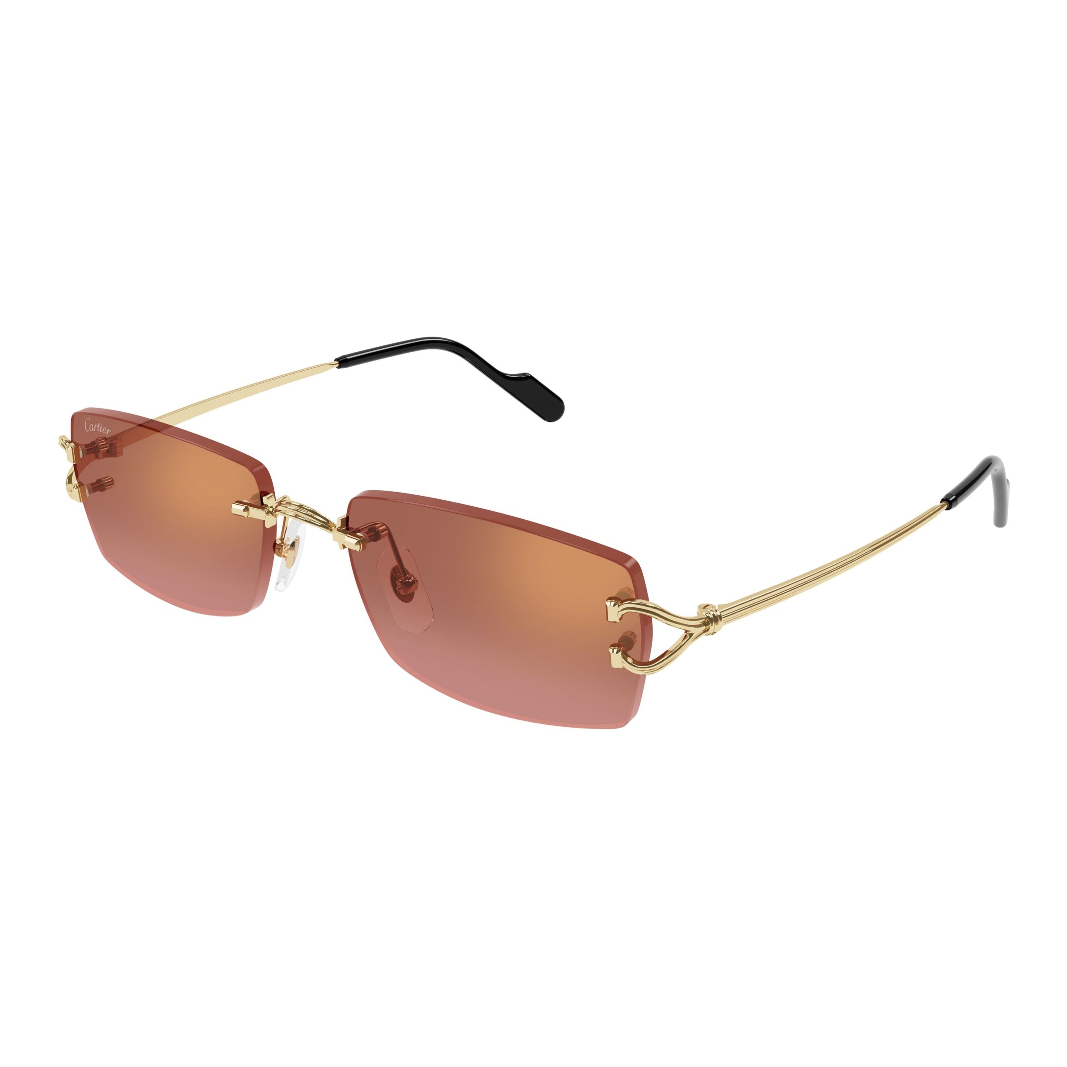 Rimless Sunglasses With Rectangular Brown Gradient Lenses