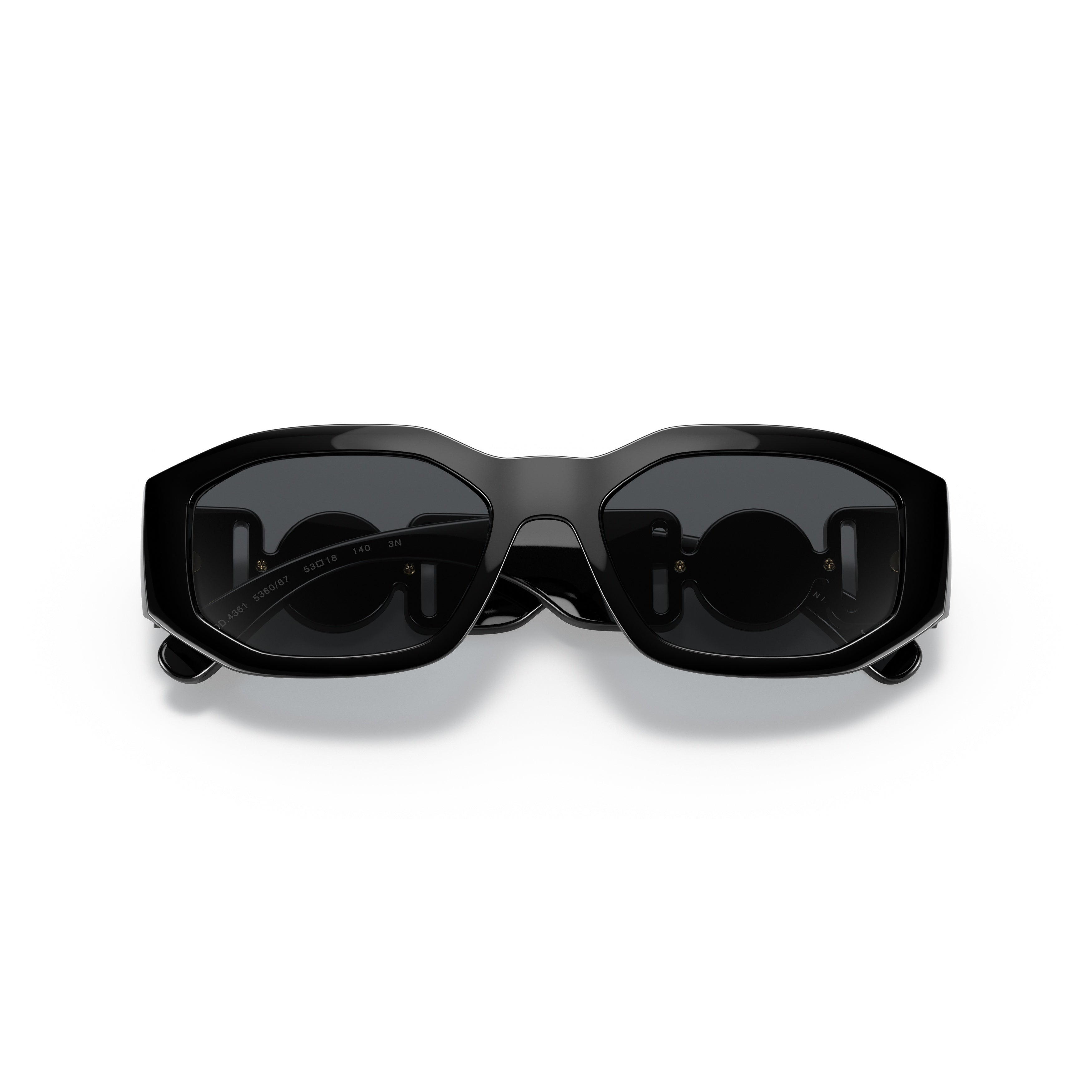 Rectangular Black Nylon Sunglasses with Distinctive Emblem