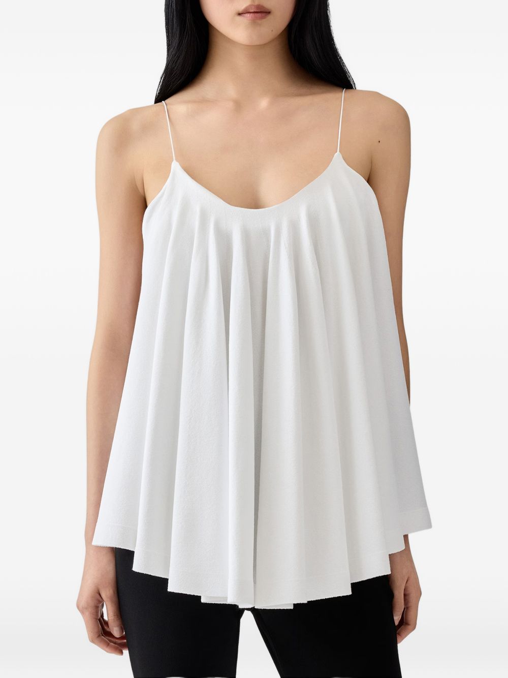 White Pleated Open Back Flowy Top