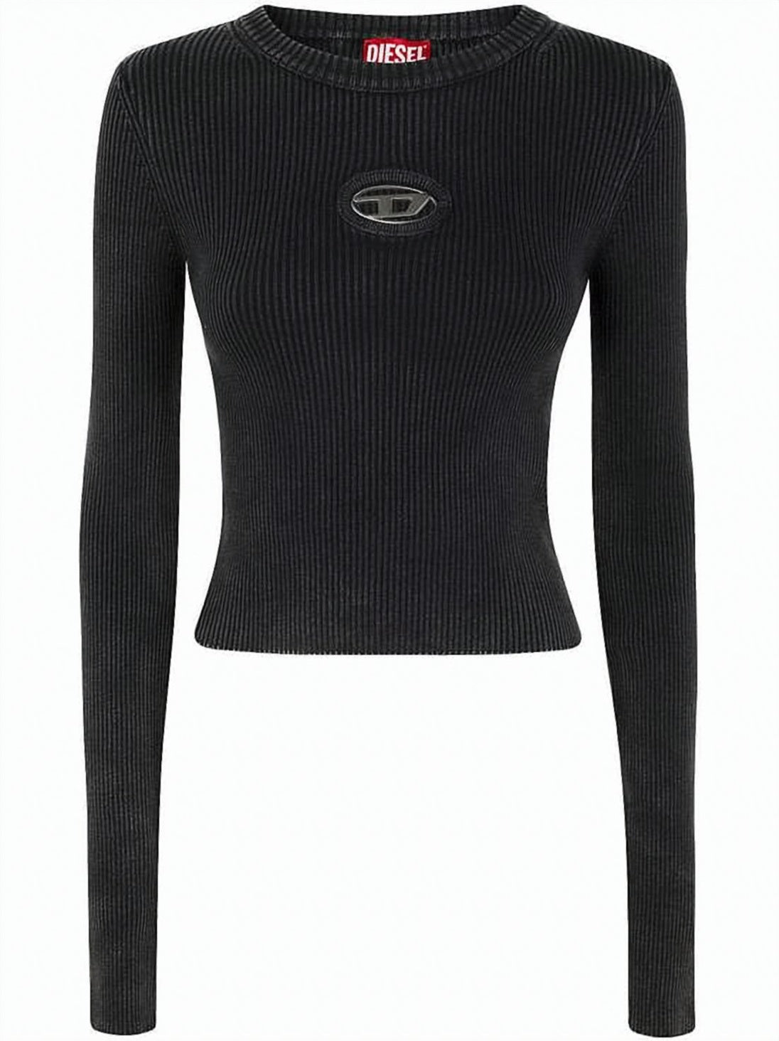 Ribbed Knit Sweater with Cropped Hem