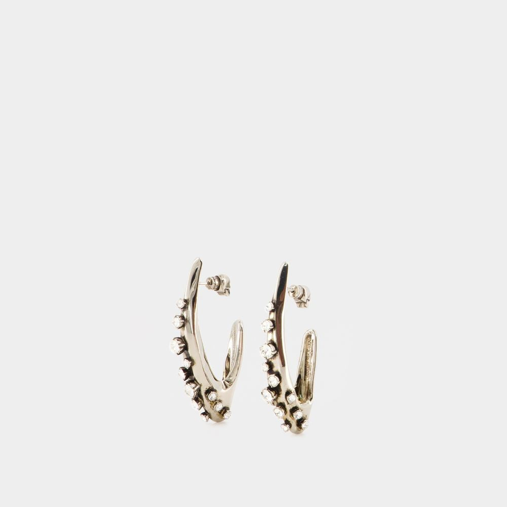 Pave Earrings - Silver Tone