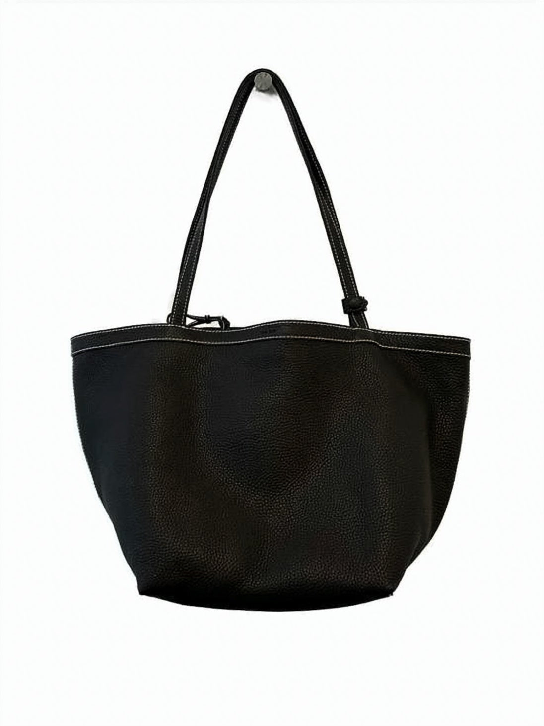 Textured Leather Shoulder Bag with Curved Top and Refined Finish