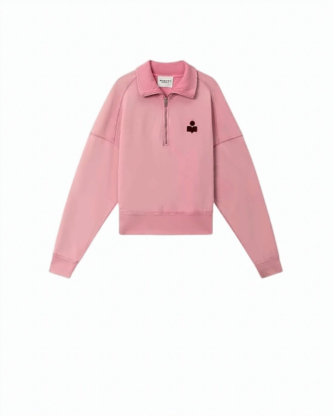 Cropped Half-Zip Sweatshirt with Ribbed Detailing