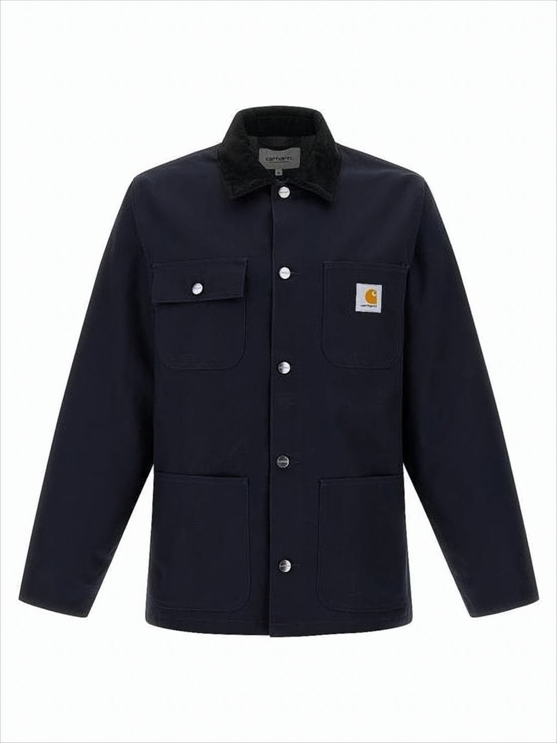 Sturdy Button-Up Coat With Corduroy Collar