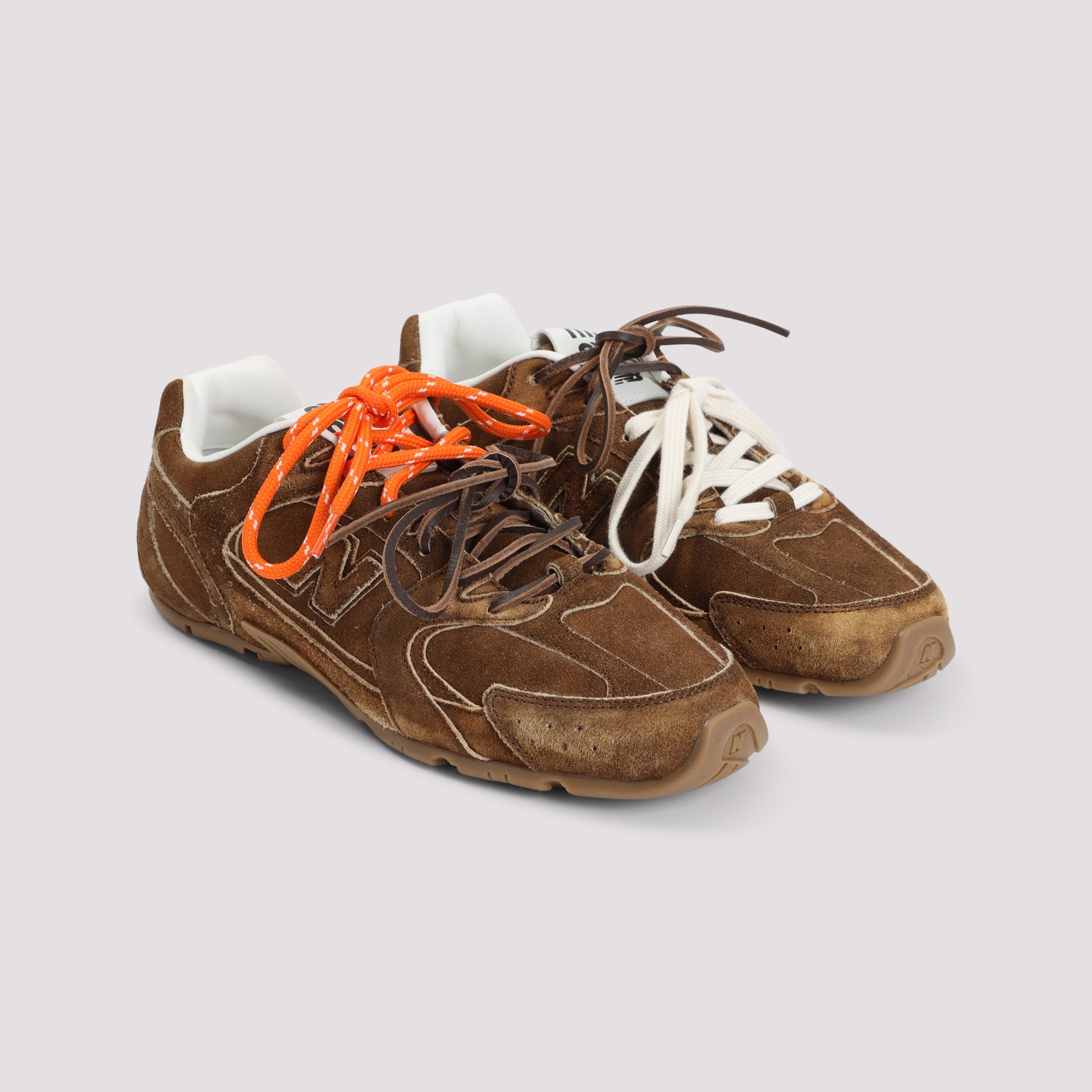 Brown Suede Lace-Up Sneakers With Rubber Outsole