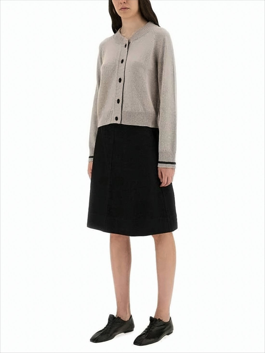 Cropped Cardigan with Round Neckline