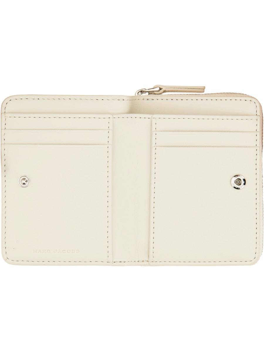 Black Smooth Leather Zip Around Mini Wallet