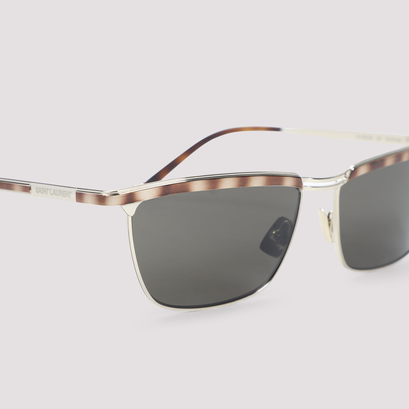 Rectangular Metallic Sunglasses with Tortoiseshell Accents