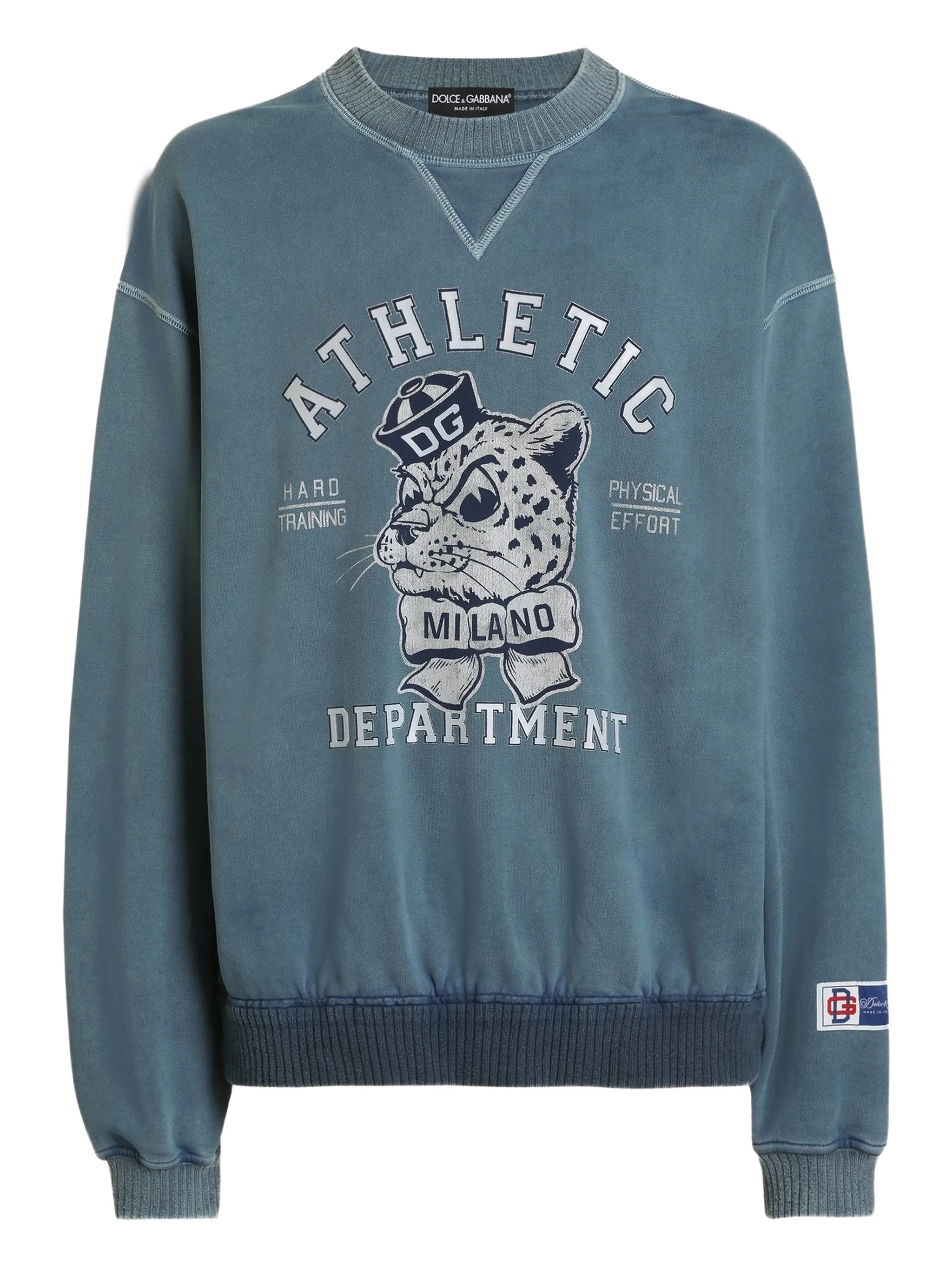 Washed Blue Relaxed Fit Leopard Sweatshirt