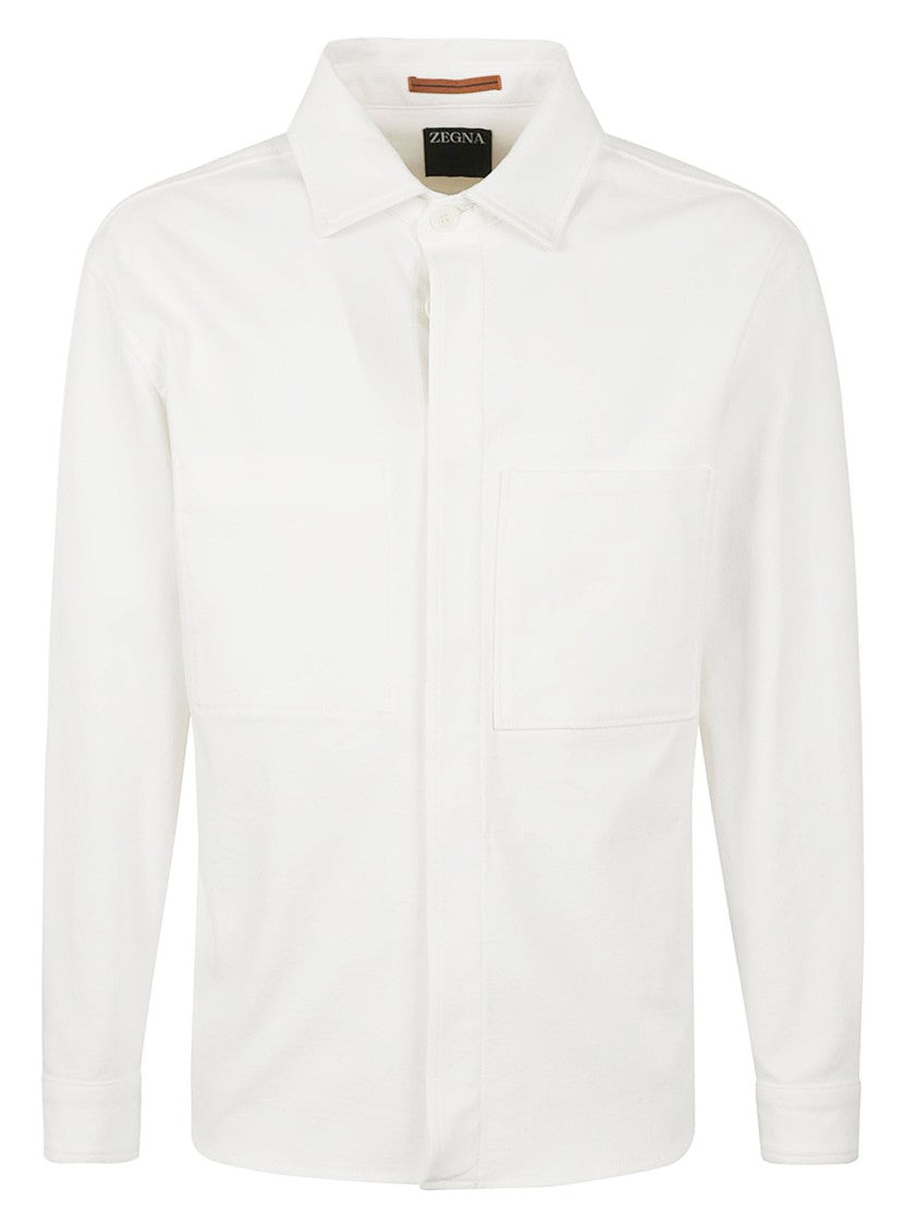 Button-Down White Shirt With Chest Pocket