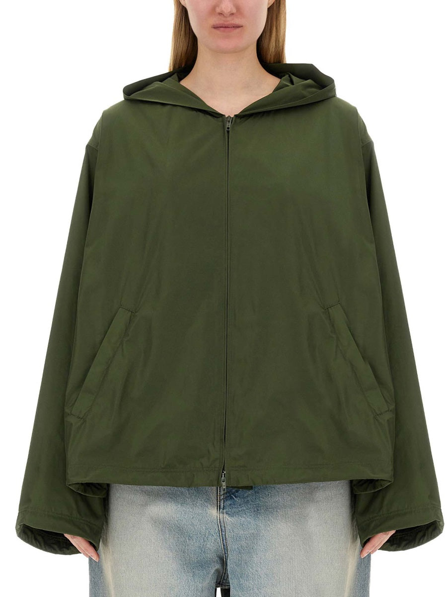 Structured Neutrals Hooded Jacket with Front Zipper Closure