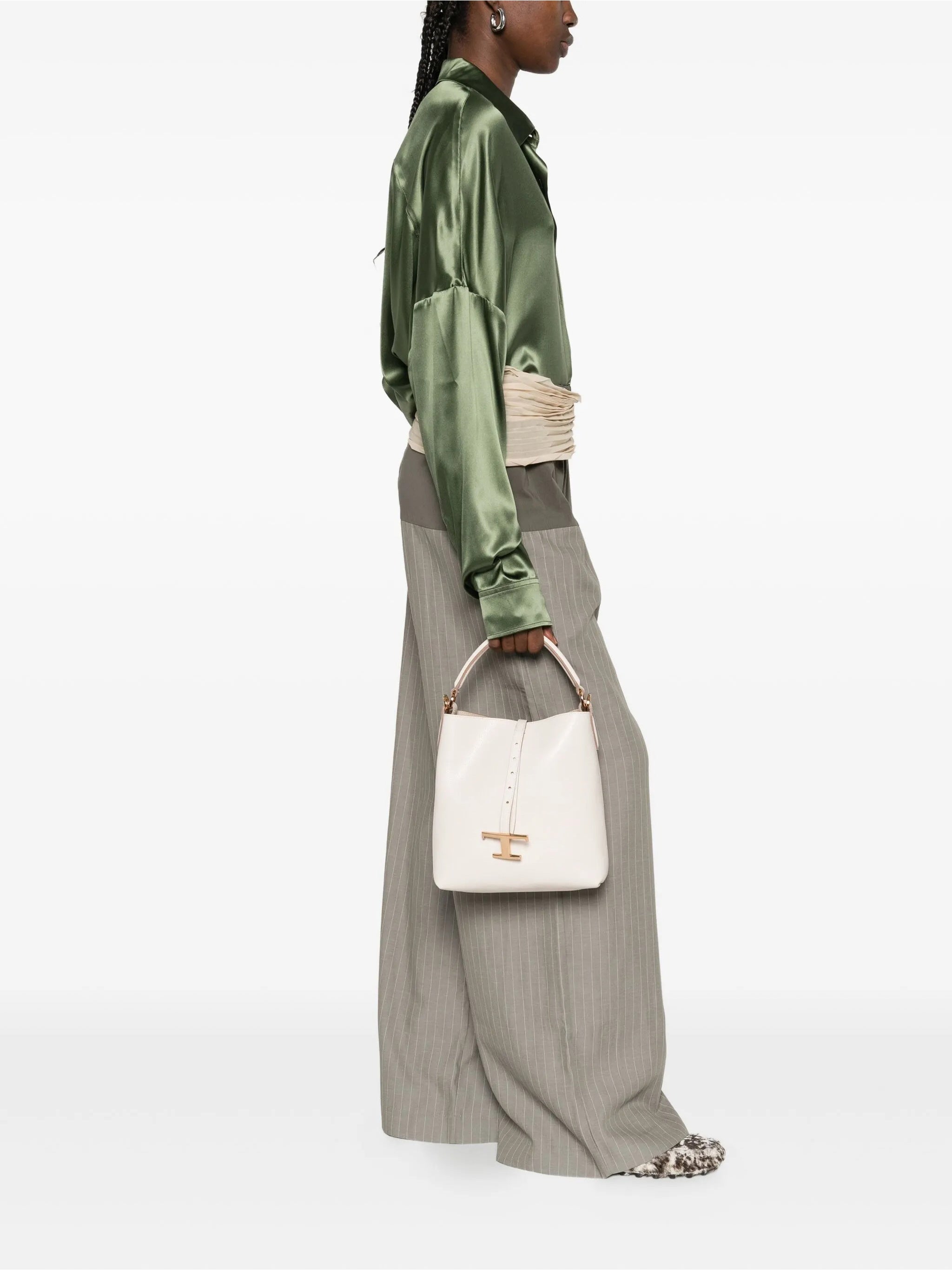 Neutral Secchiello T Timeless Pebbled Handbag