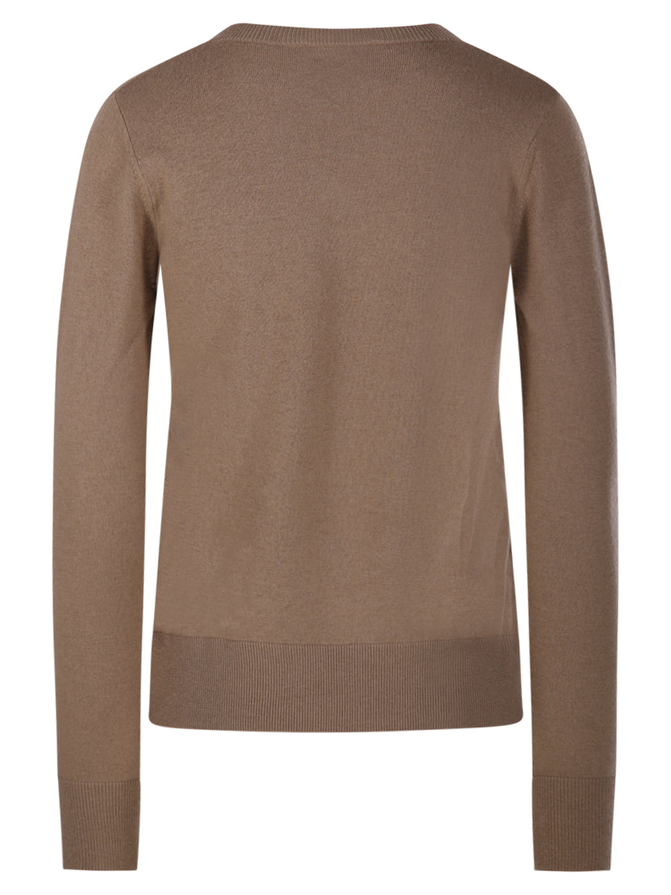 V-Neck Brown Wool Sweater with Ribbed Detailing