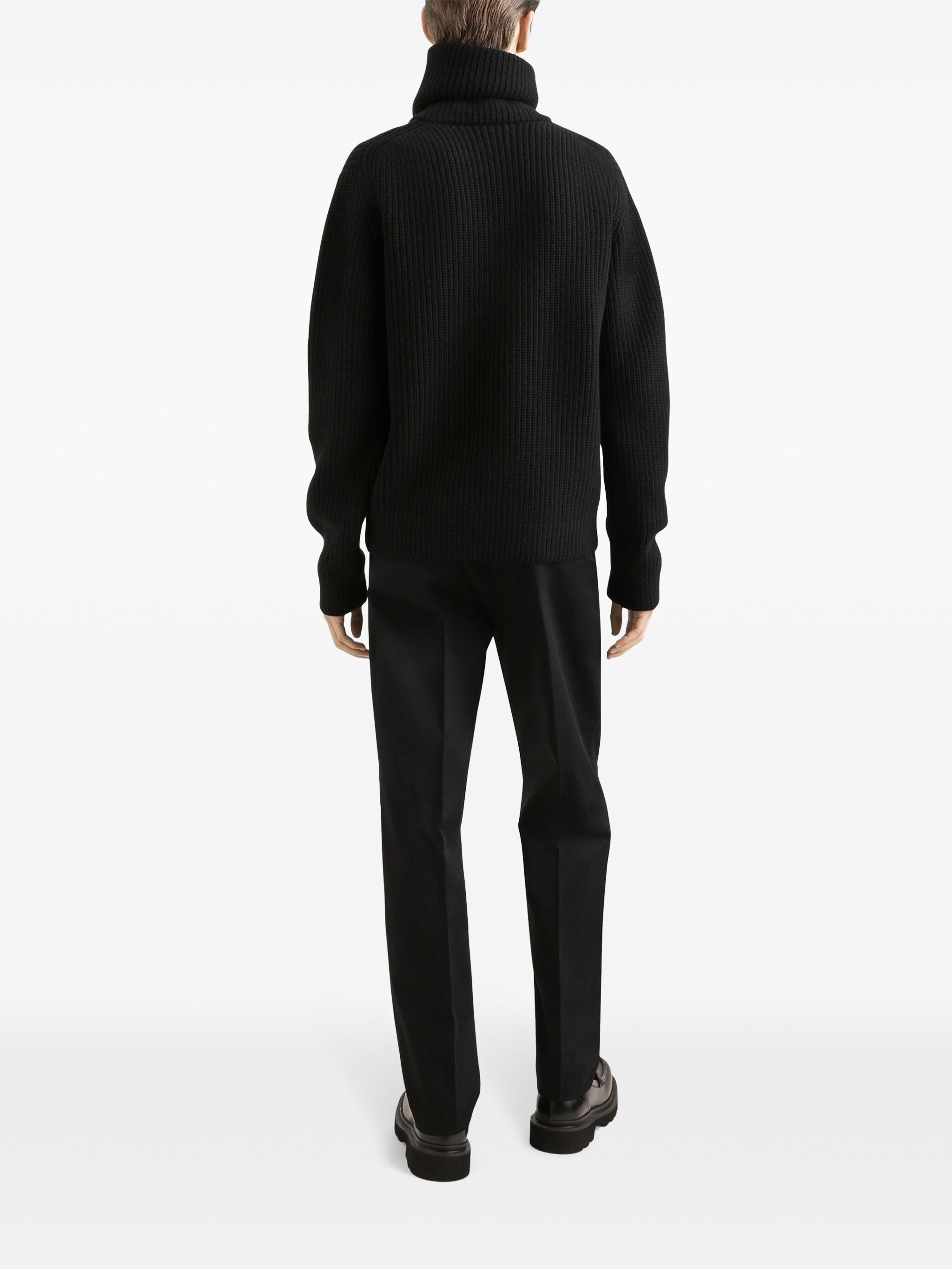 Tailored Stretch Cotton Gabardine Black Trousers