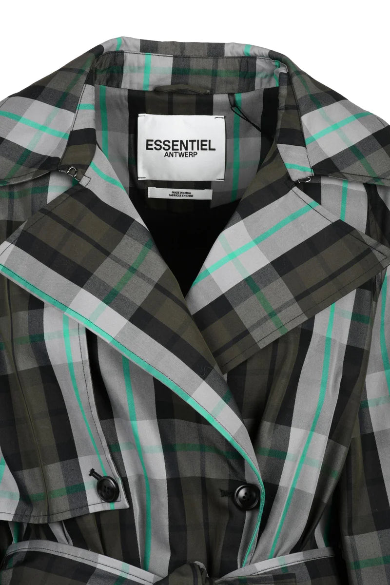 Essentiel Antwerp Trench Coat Cotton/Polyamide - Grey/Green