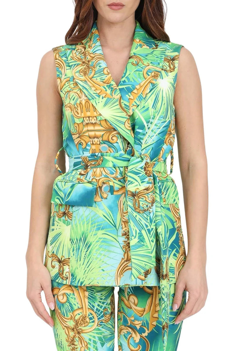 Tailored Tropical Vest with Structured Silhouette
