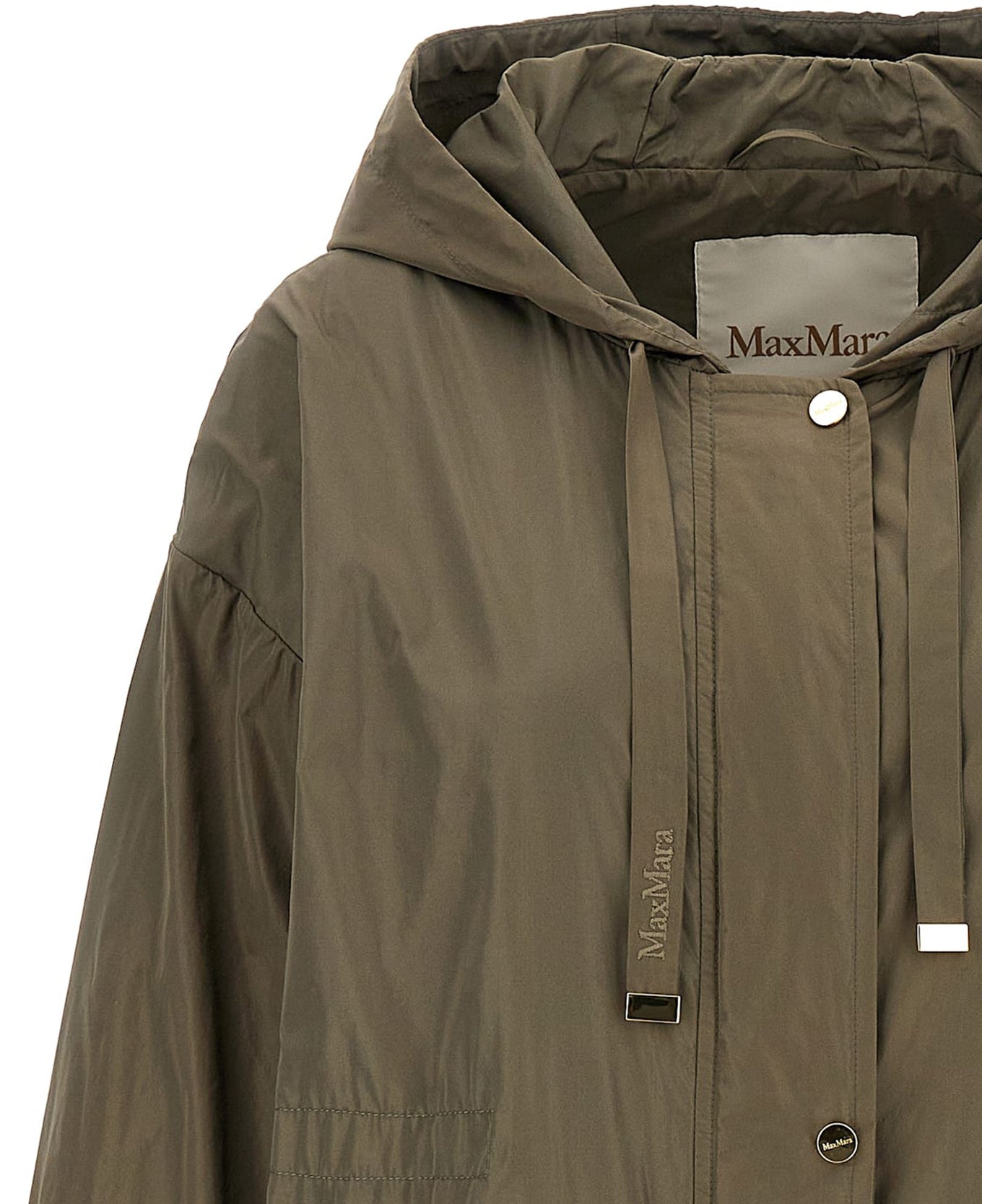 Hooded Long Coat With Gathered Front Details