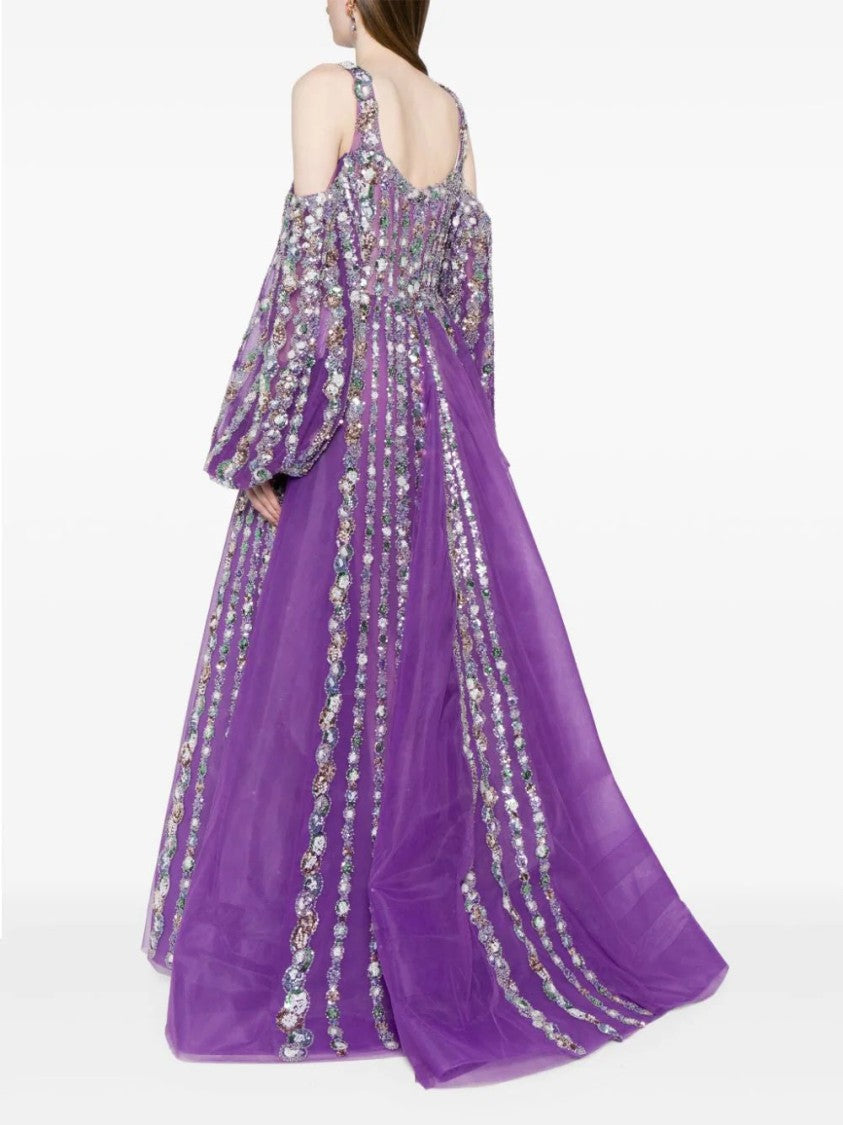 Off-Shoulder Beaded Dress With Shoulder Straps