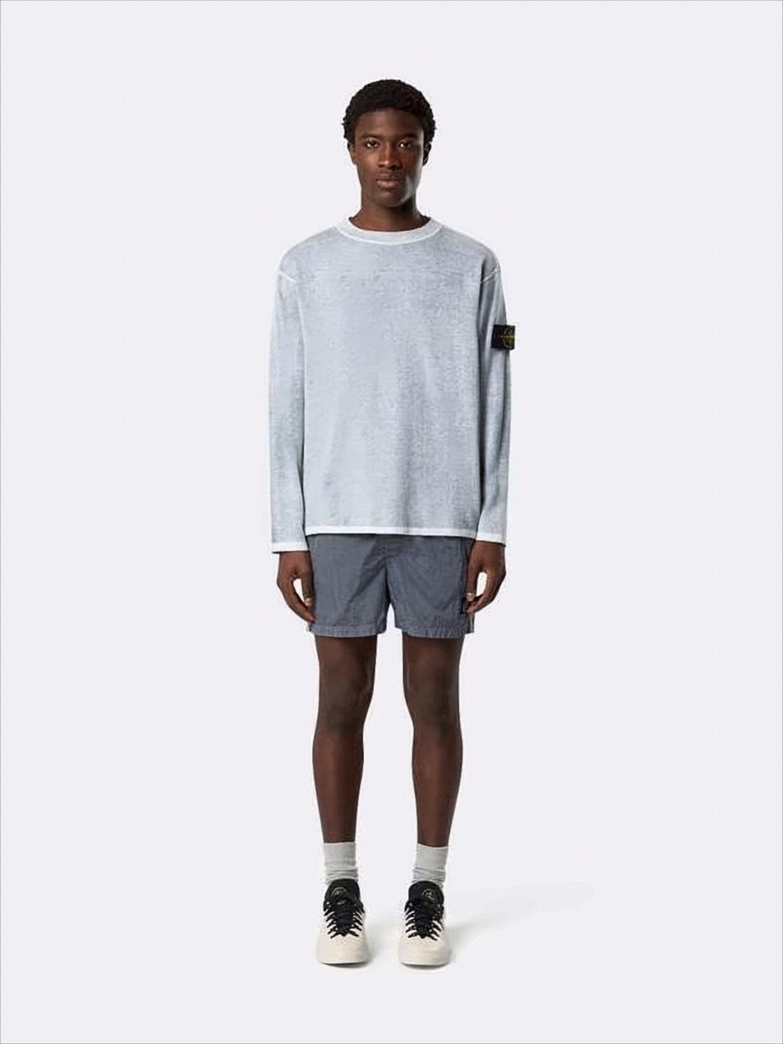 Muted Grey Crinkled Texture Shorts