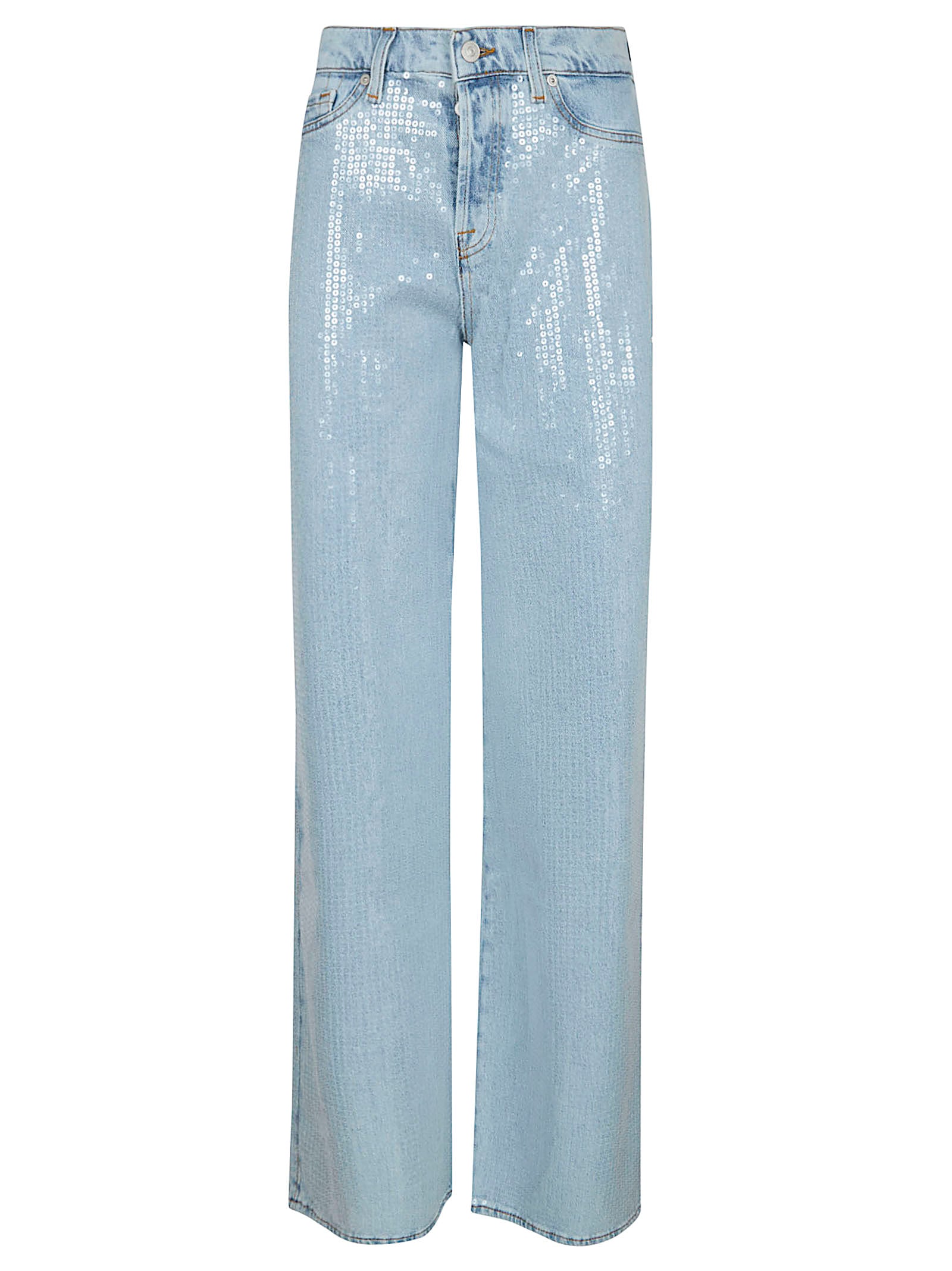 High-Waisted Wide Leg Jeans With Sequins