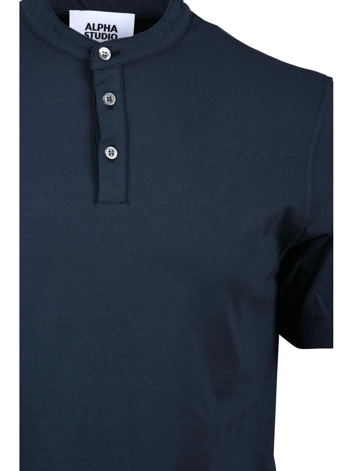 Dark Blue Cotton Elastane Serafino T-shirt