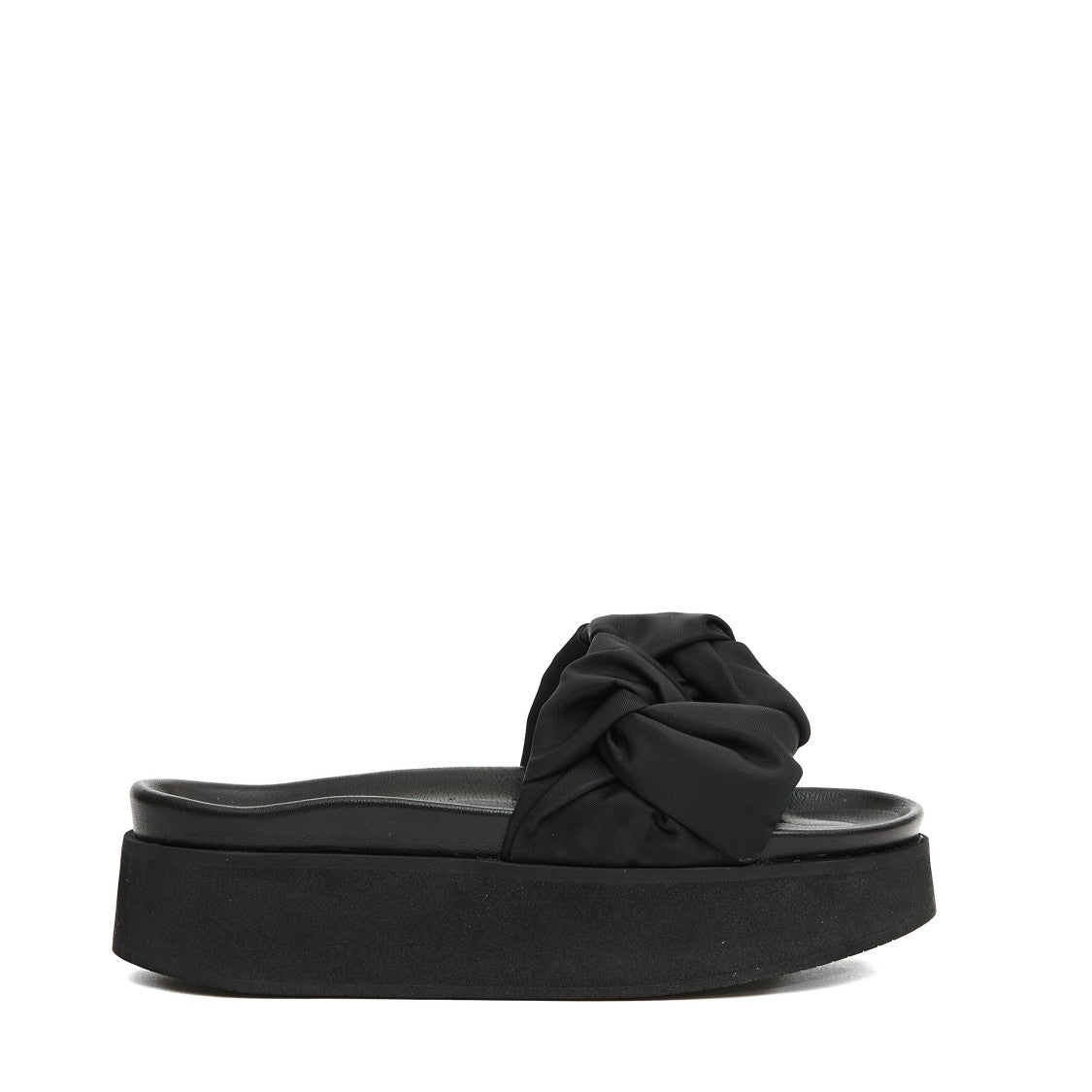 Black Platform Slipper With Fabric