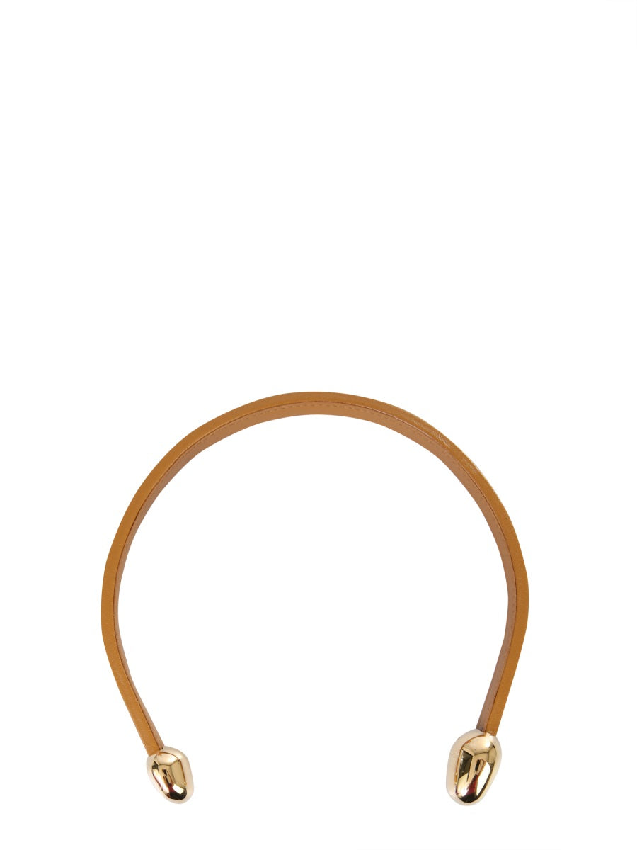 Brass-Accented Leather Necklace